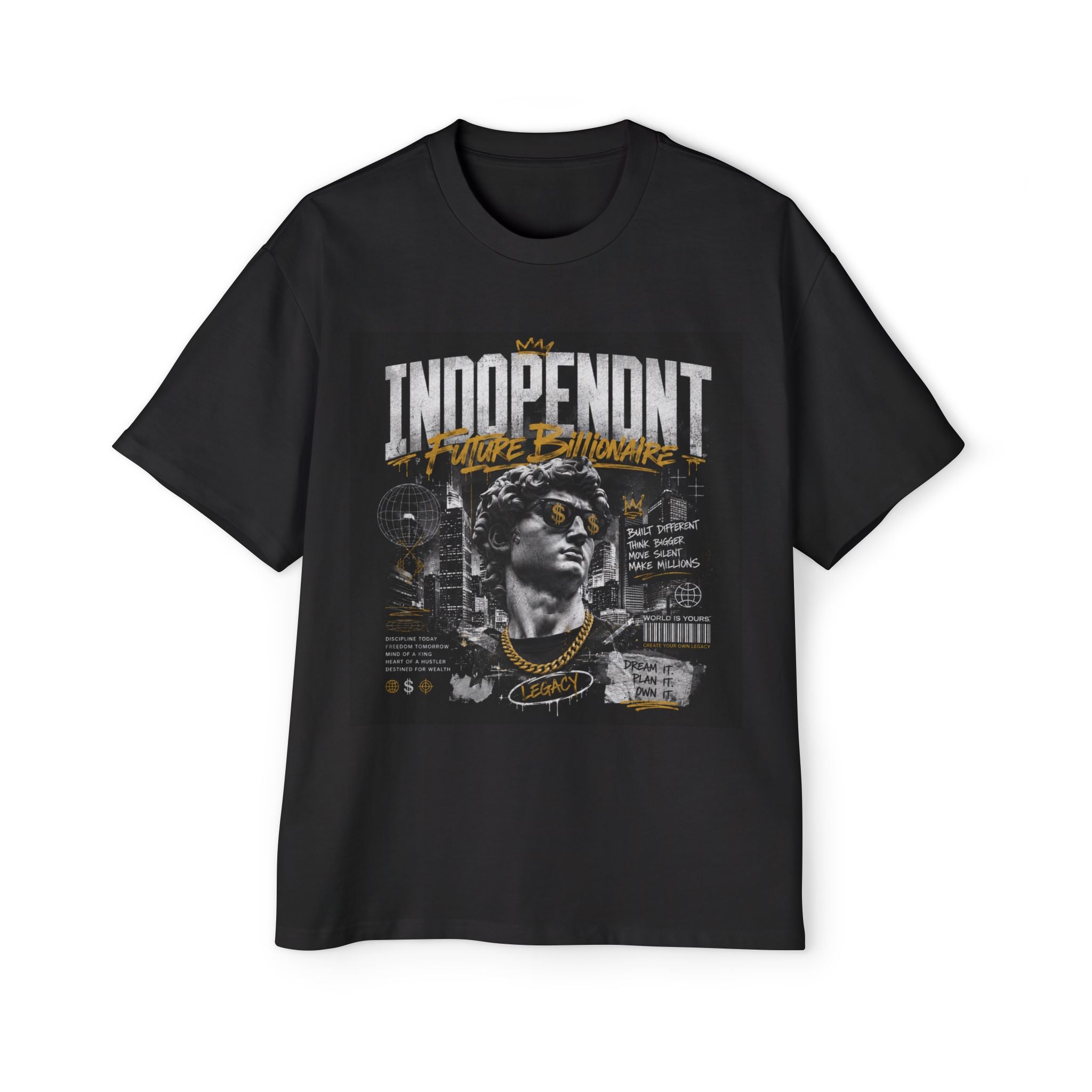 Independent Vibes Tee — Retro Statue Graphic Men's Oversized T-Shirt