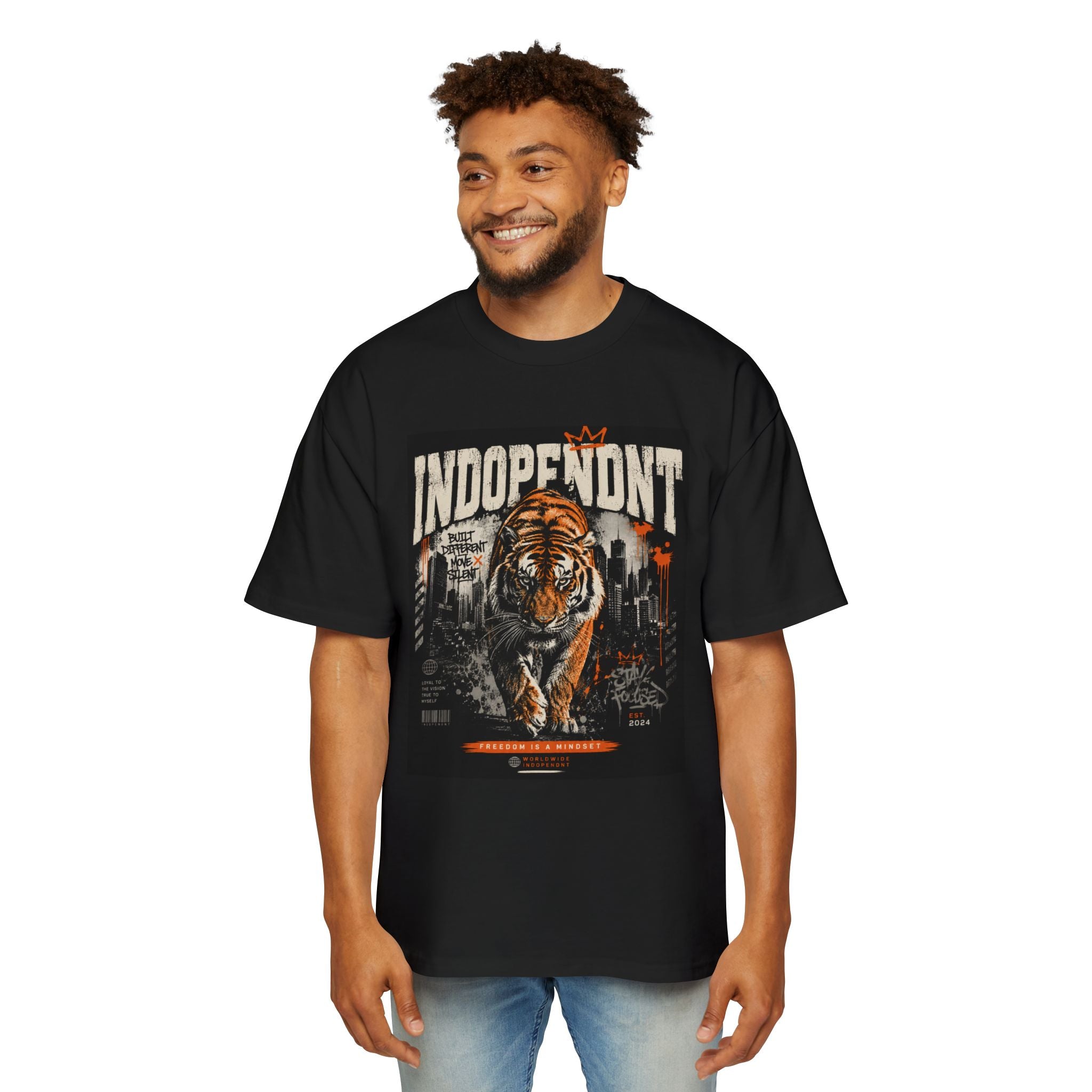 Independent Tiger Graphic Tee — Vintage Urban Men’s Oversized T-Shirt