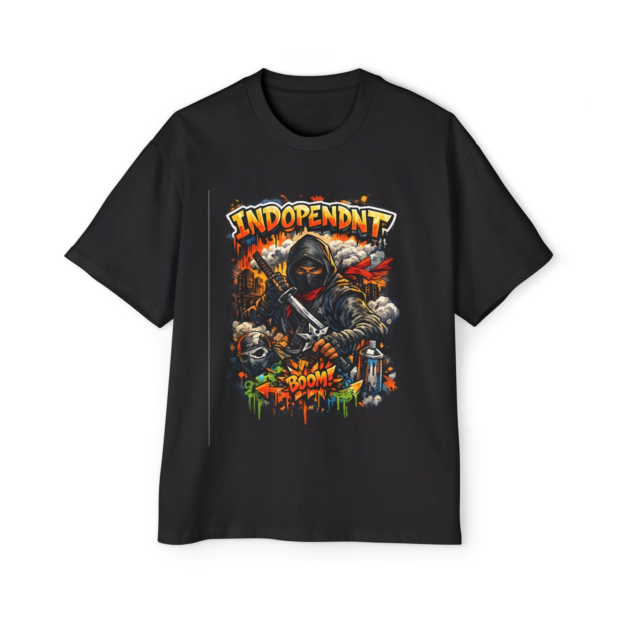 Graphic Tee — "Indopendnt" Street Art Skull Hooded Reaper Design