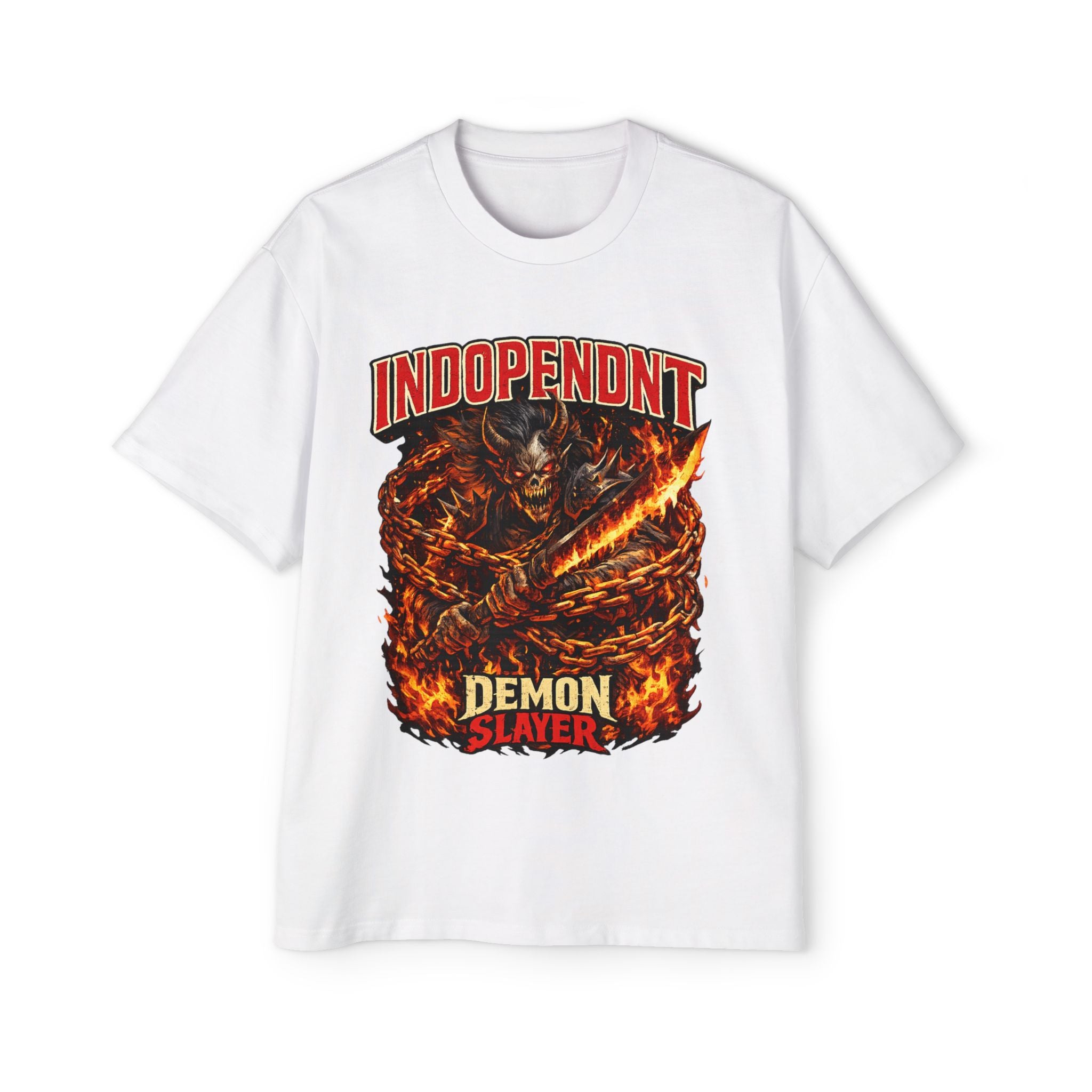 Demon Slayer Flame Warrior Tee — "Independent" Graphic T‑Shirt