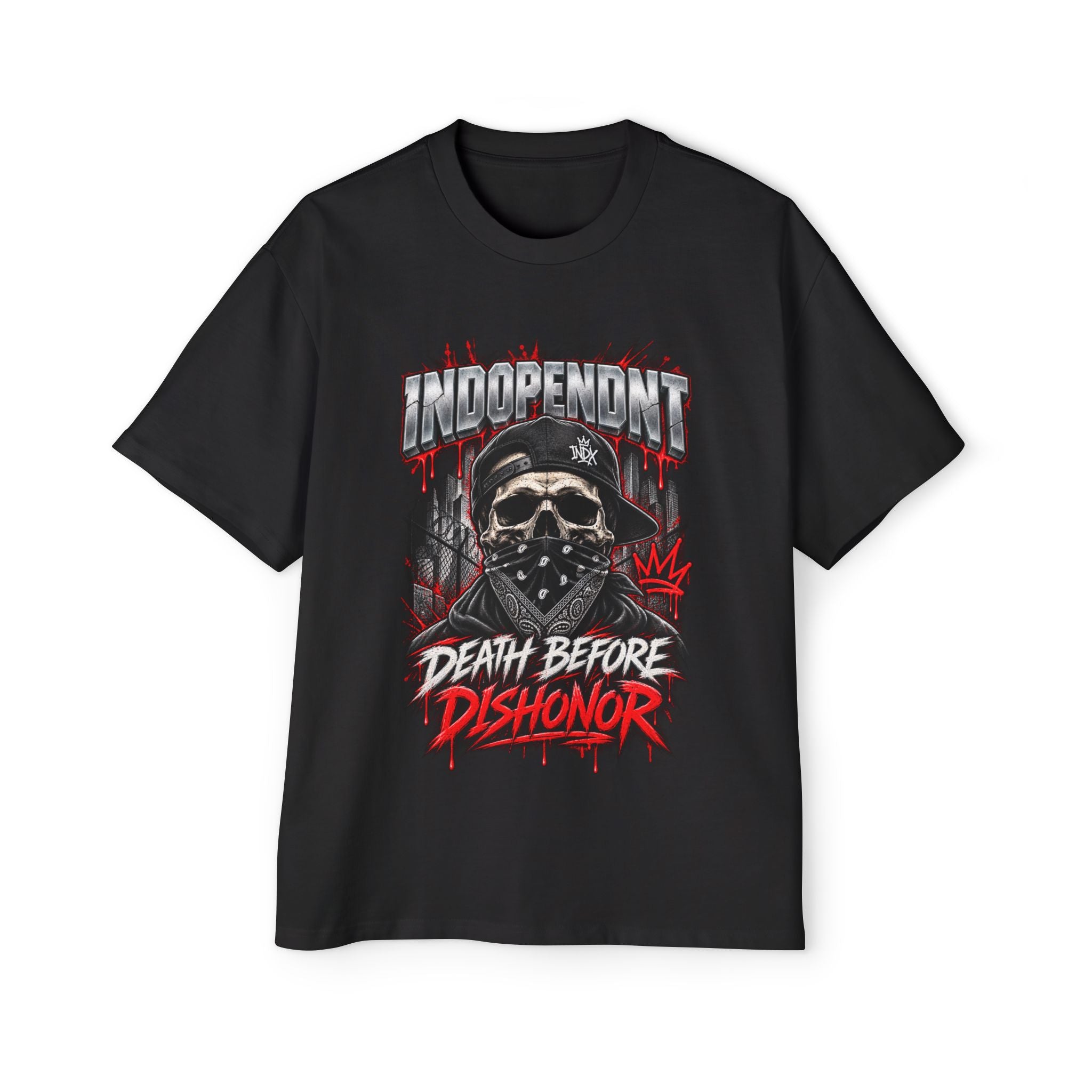 Skull Bandana Tee — "Death Before Dishonor" Graphic Shirt