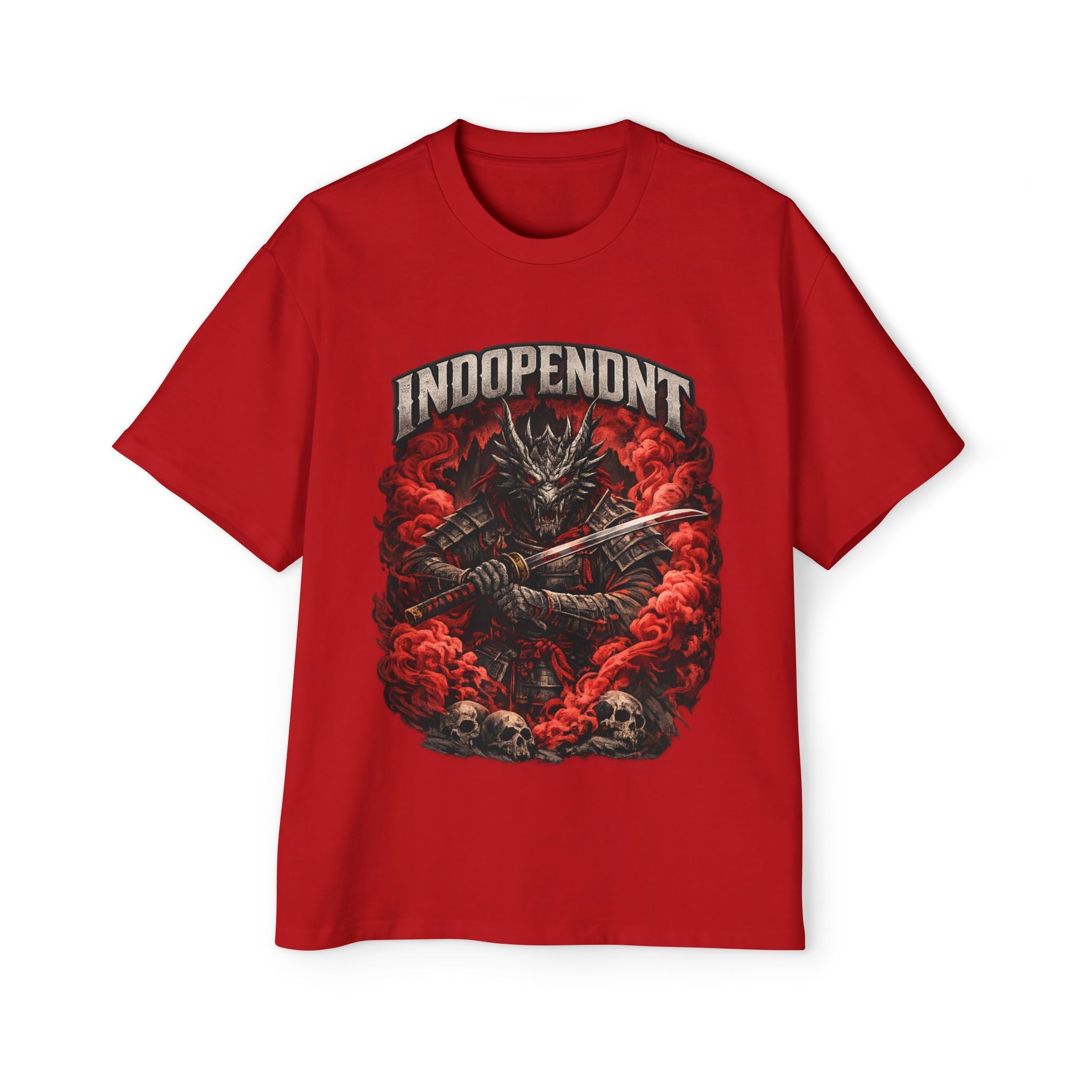 Independent Samurai Skull T-Shirt — Red Smoke Graphic Tee