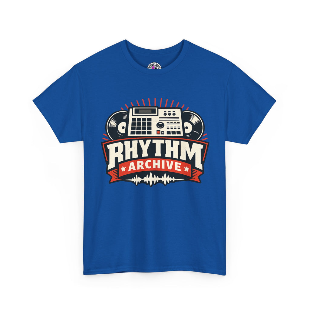 Rhythm Archive Tee — Vintage Boombox Music Logo T‑Shirt