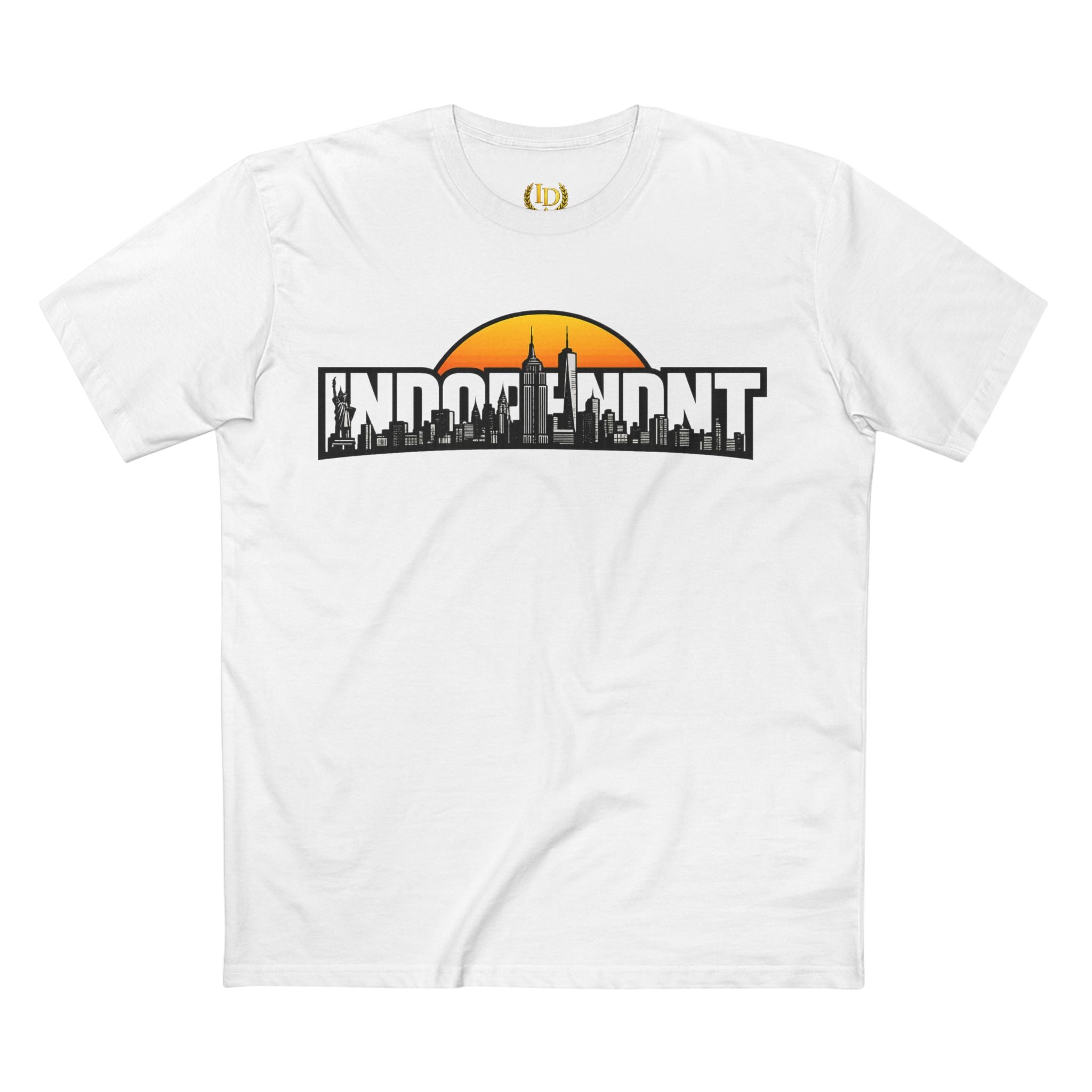 Independent City Skyline T-Shirt — "Independent" Graphic Tee with Sunrise