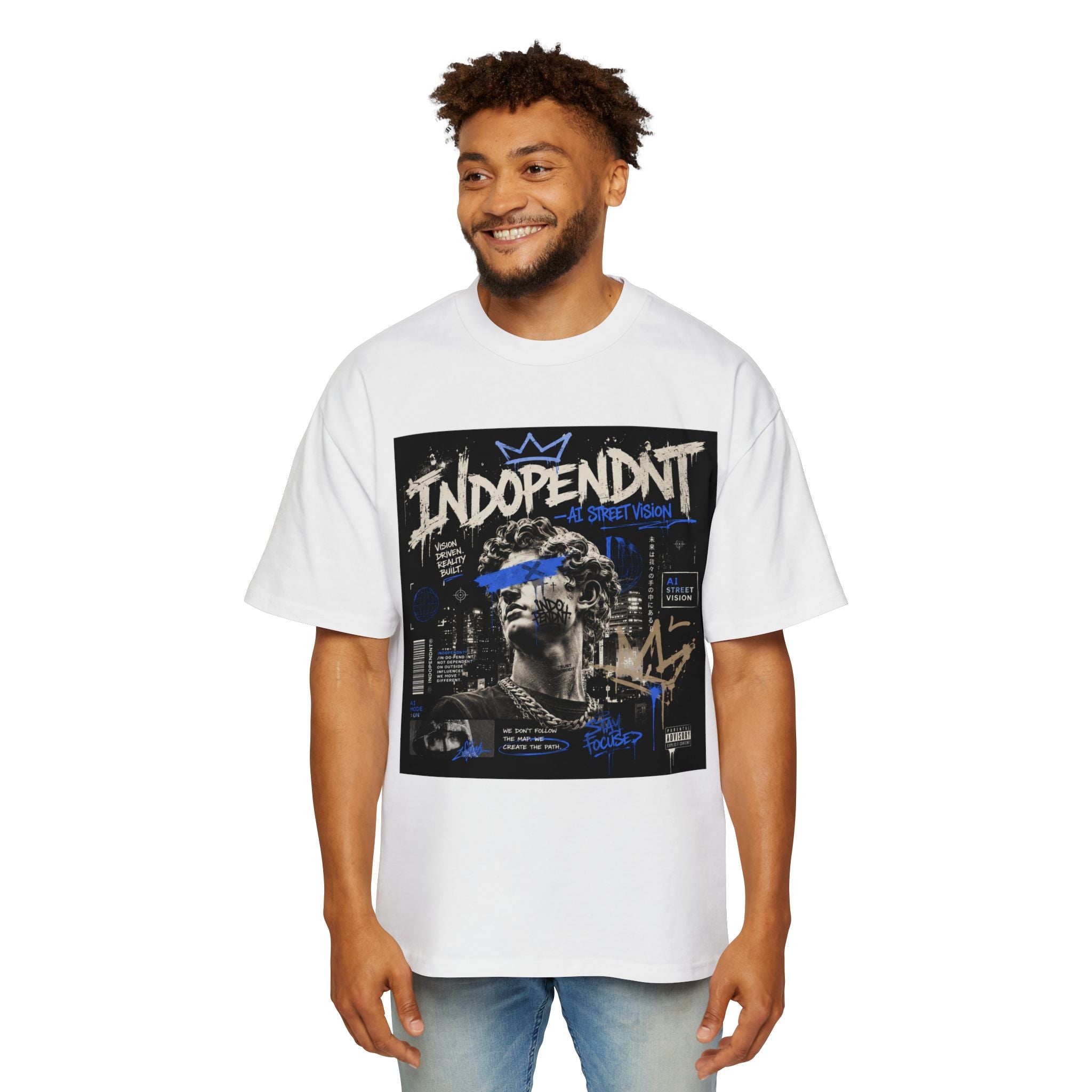 Indopendnt Street Art Graphic Tee — Men's Oversized Vintage Statue Design
