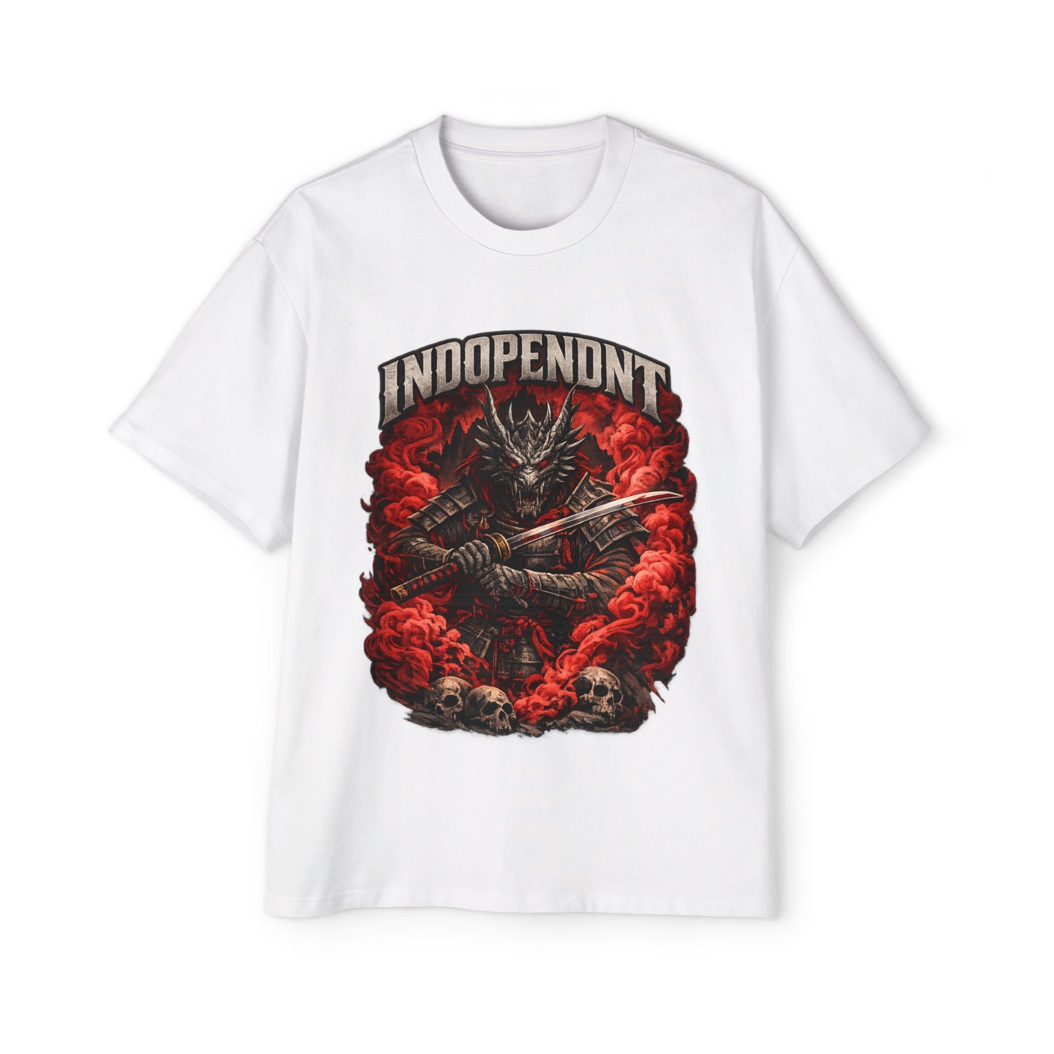 Independent Samurai Skull T-Shirt — Red Smoke Graphic Tee