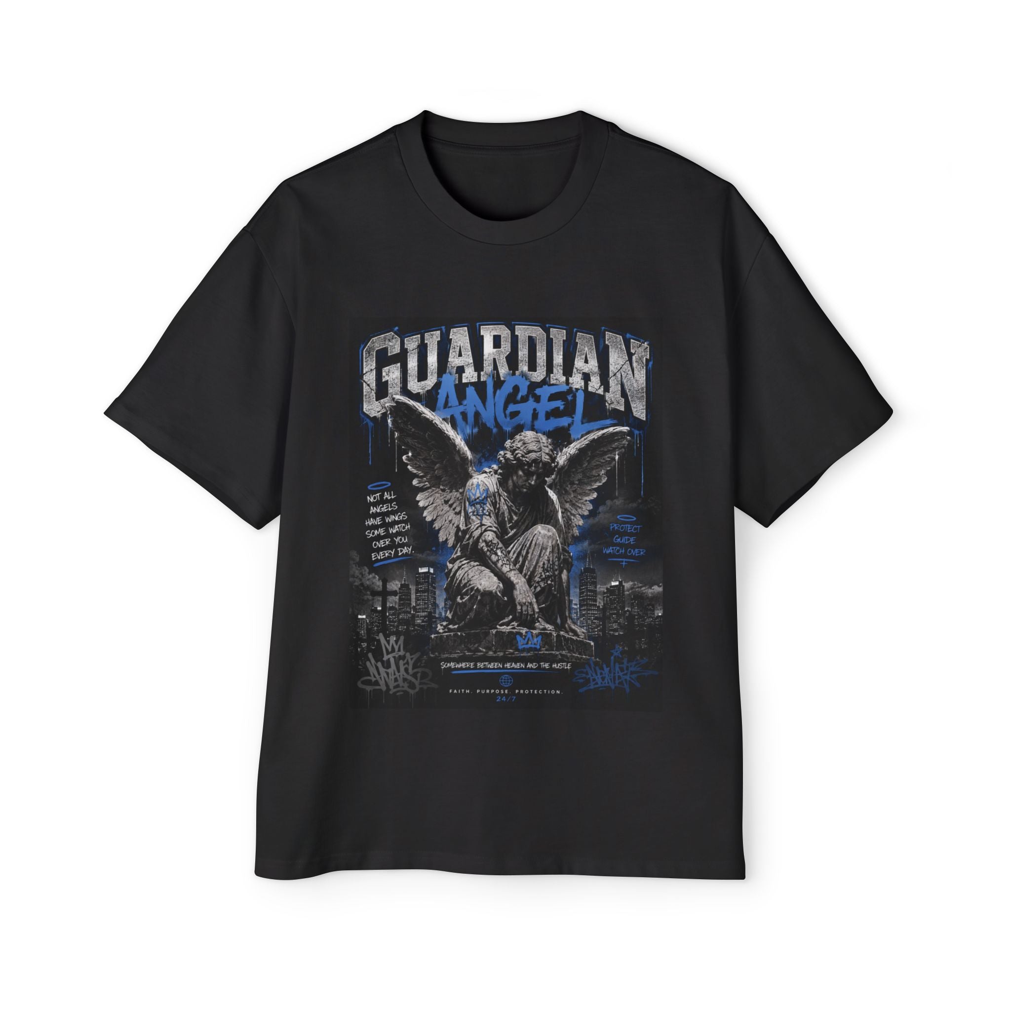 Guardian Angel Tee — Men's Oversized Graphic T-Shirt (Guardian Angel Design)