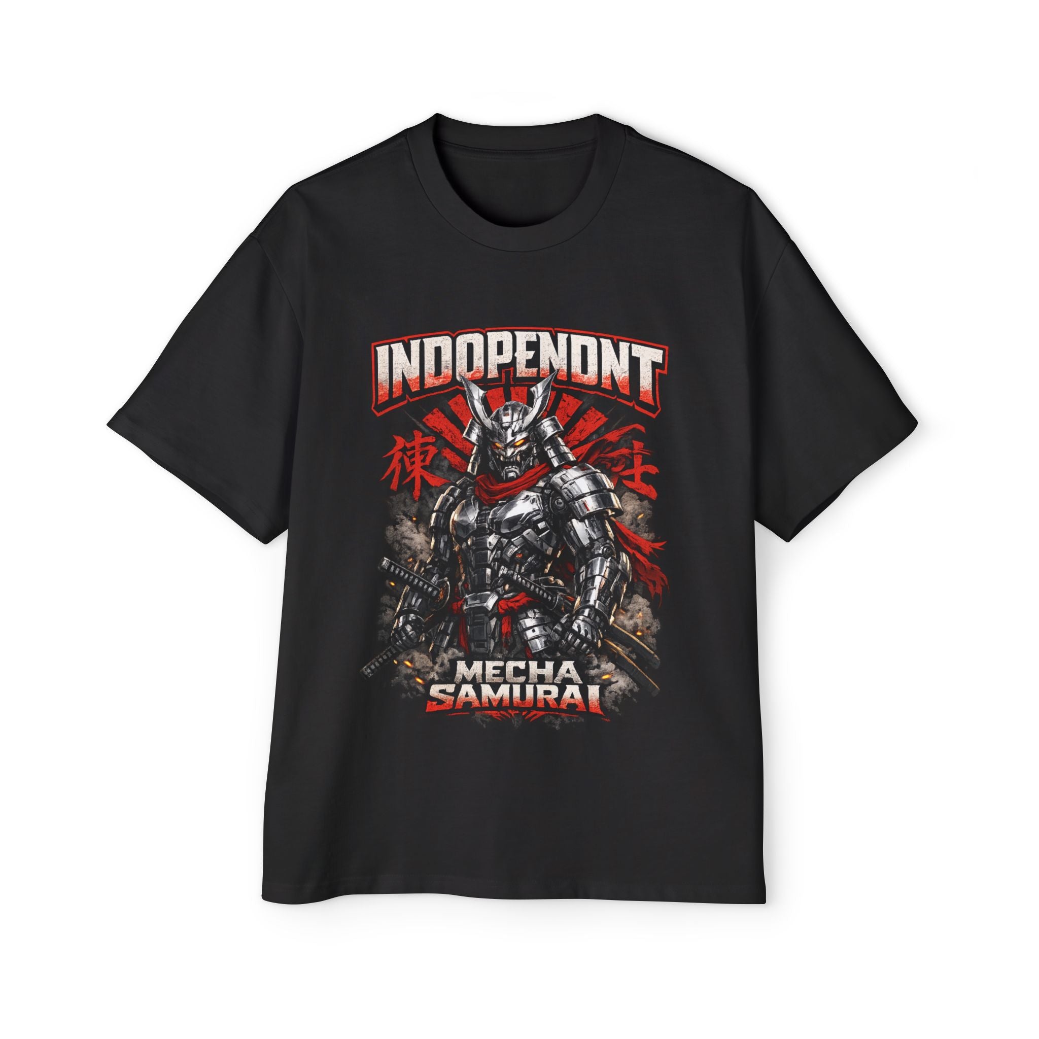 Mecha Samurai Tee — "Indoponent" Graphic Men’s Oversized T-Shirt