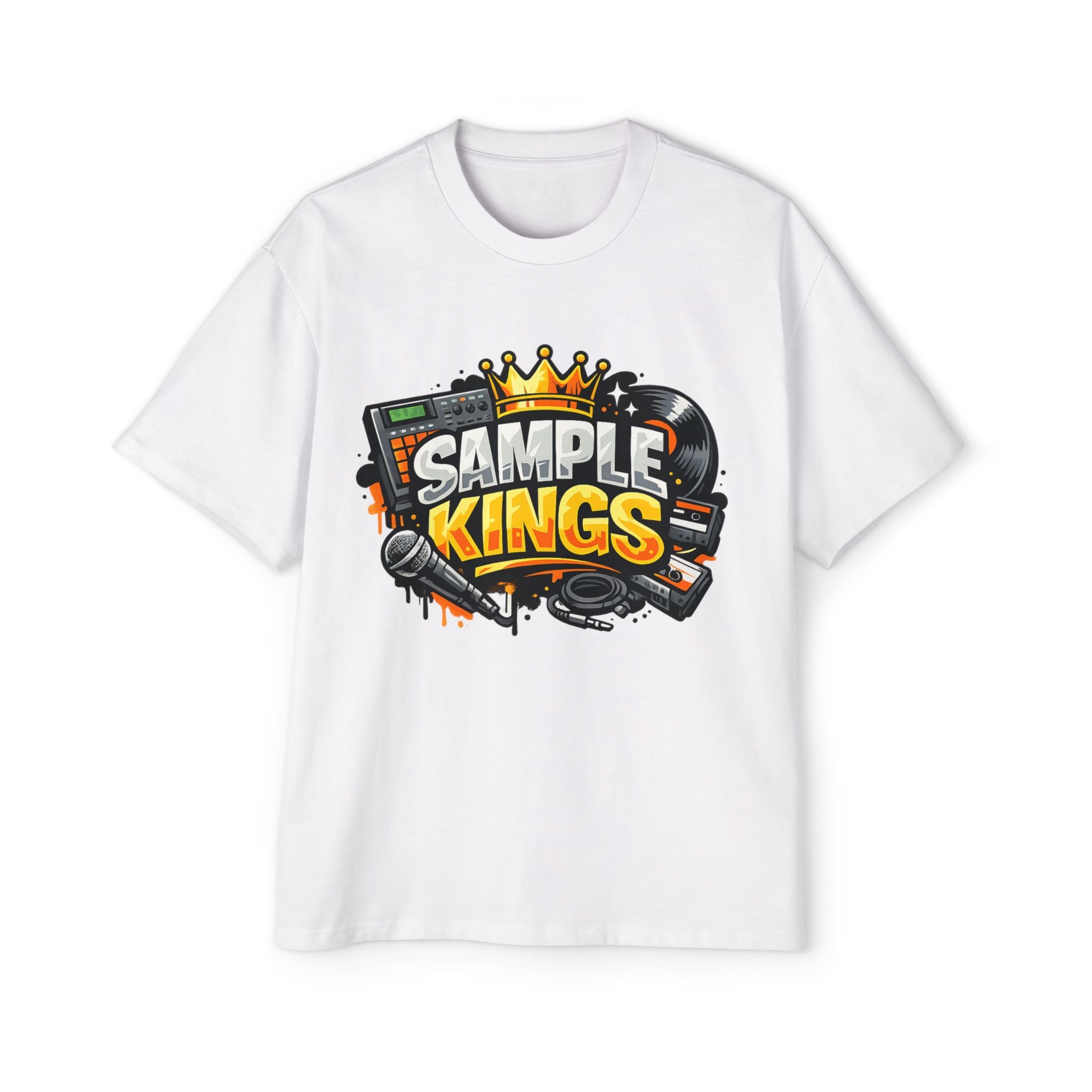 Sample Kings Graphic Tee — Retro DJ Hip-Hop Crown Design