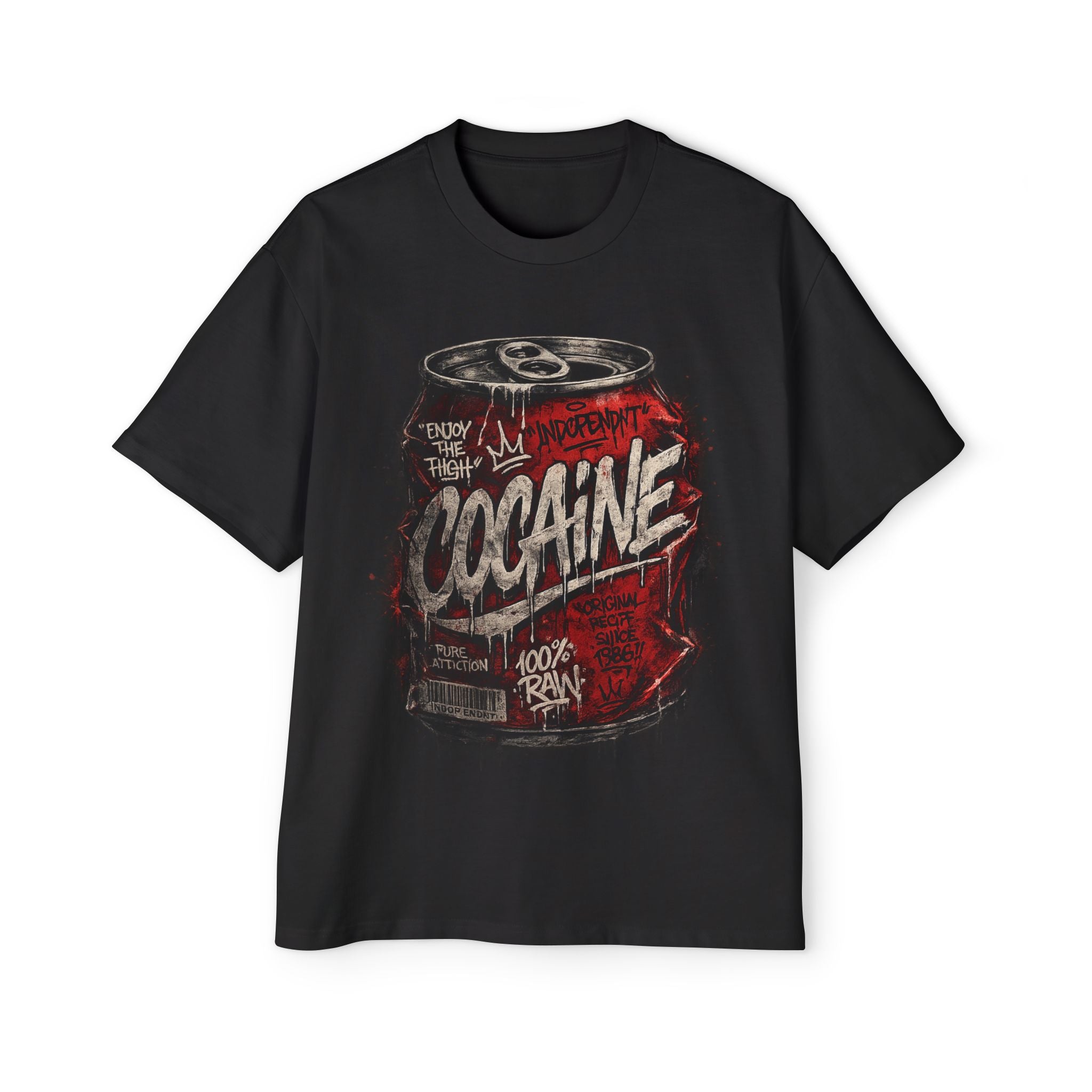 Cocaine Soda Can Graphic Tee — Vintage Streetwear Oversized Men’s T‑Shirt