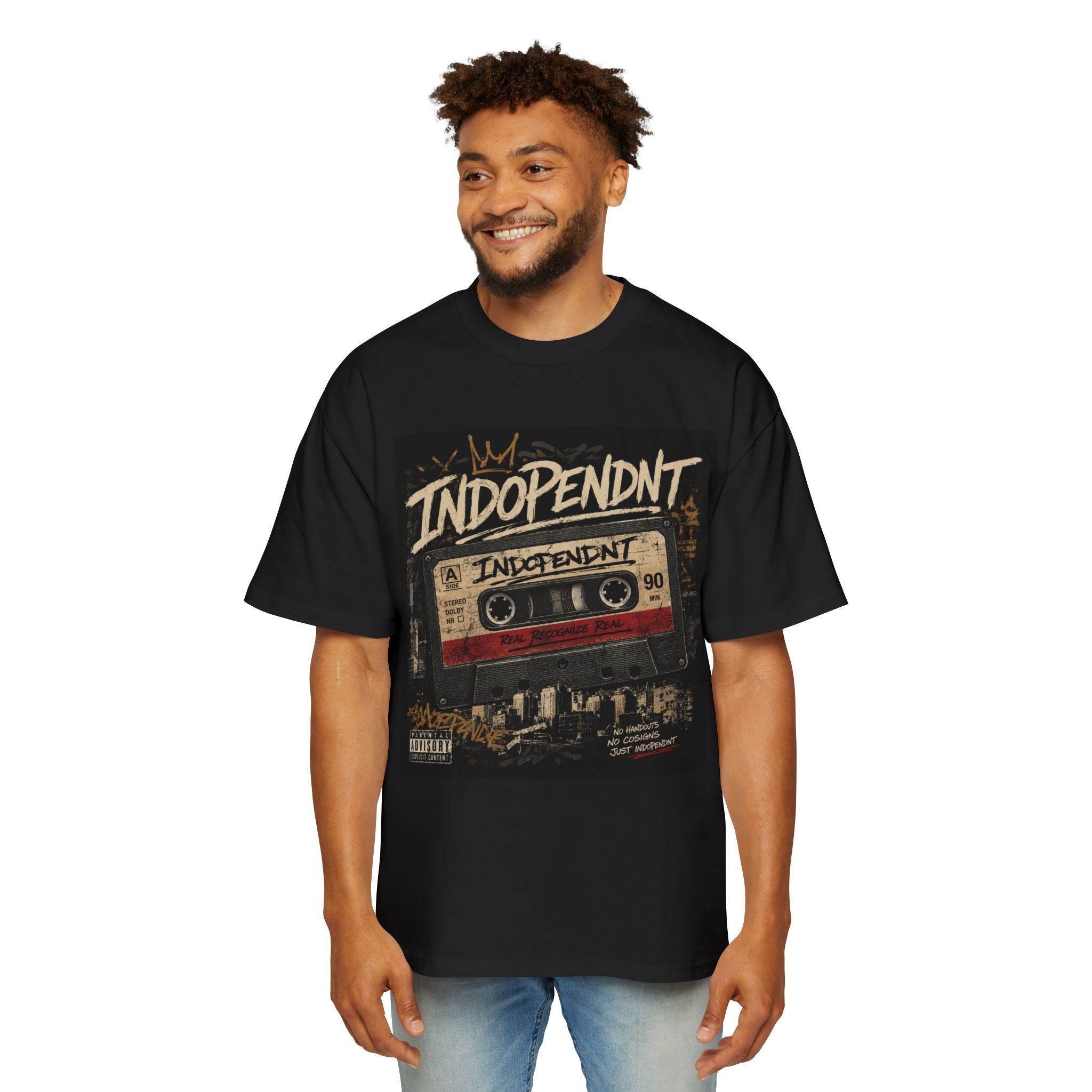 Vintage Cassette "Independent" Tee — Retro Streetwear Oversized T‑Shirt