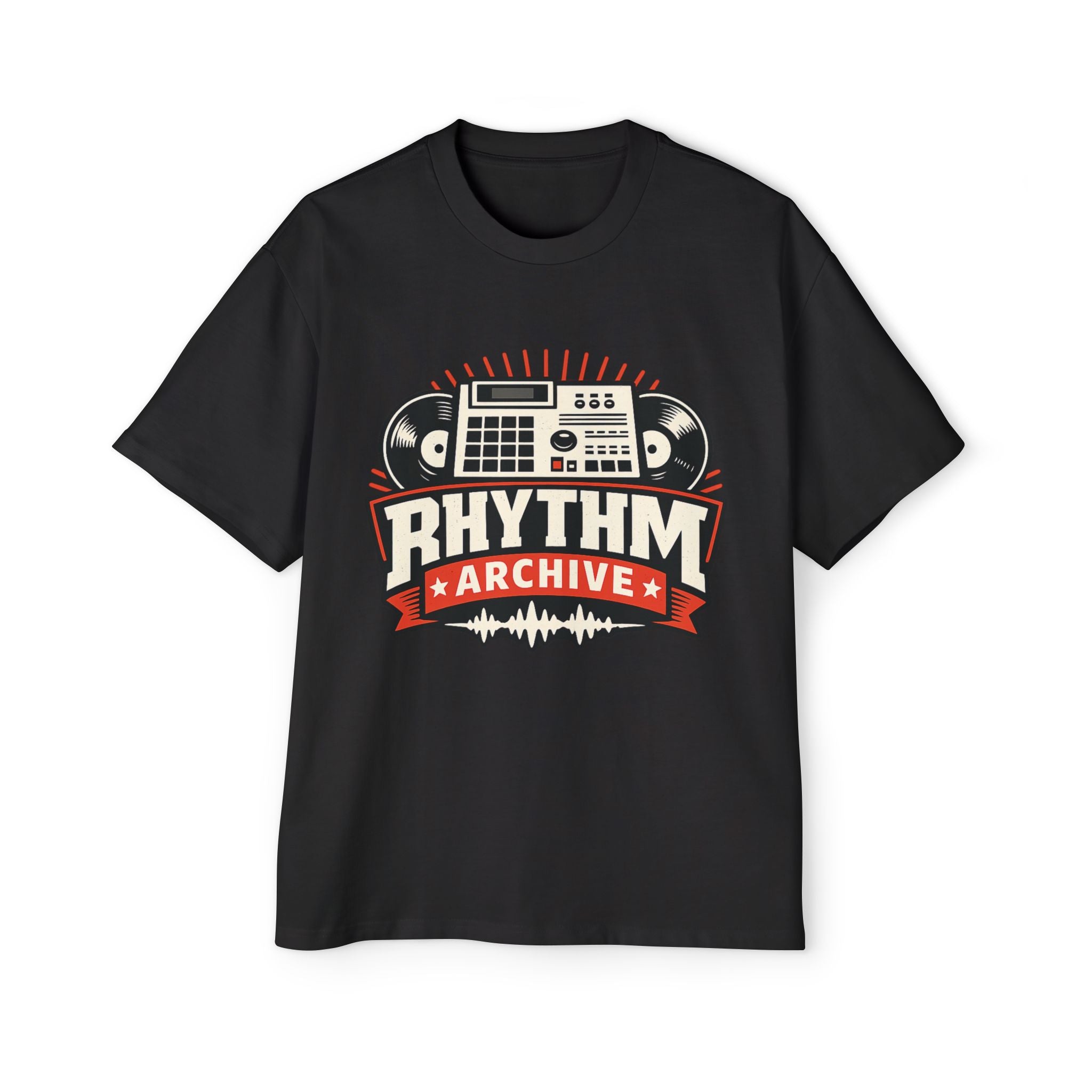 Rhythm Archive Drum Machine Tee — Retro Beat Producer Graphic Shirt