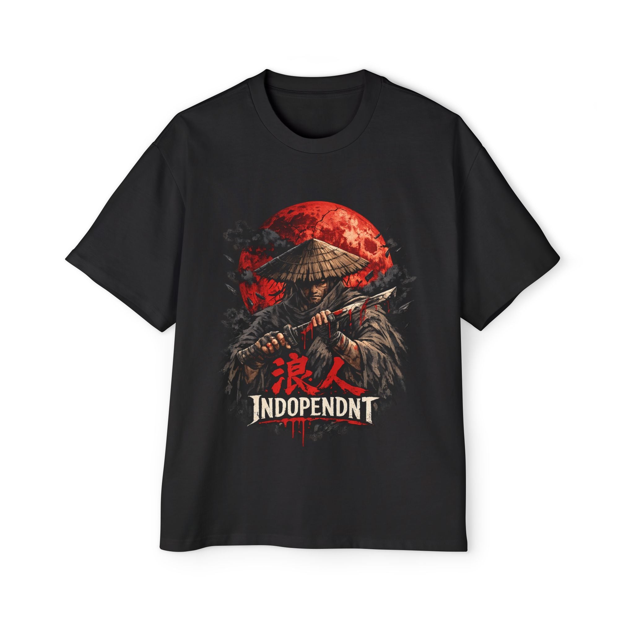 Samurai Graphic Tee — "Indopendnt" Retro Moon Streetwear