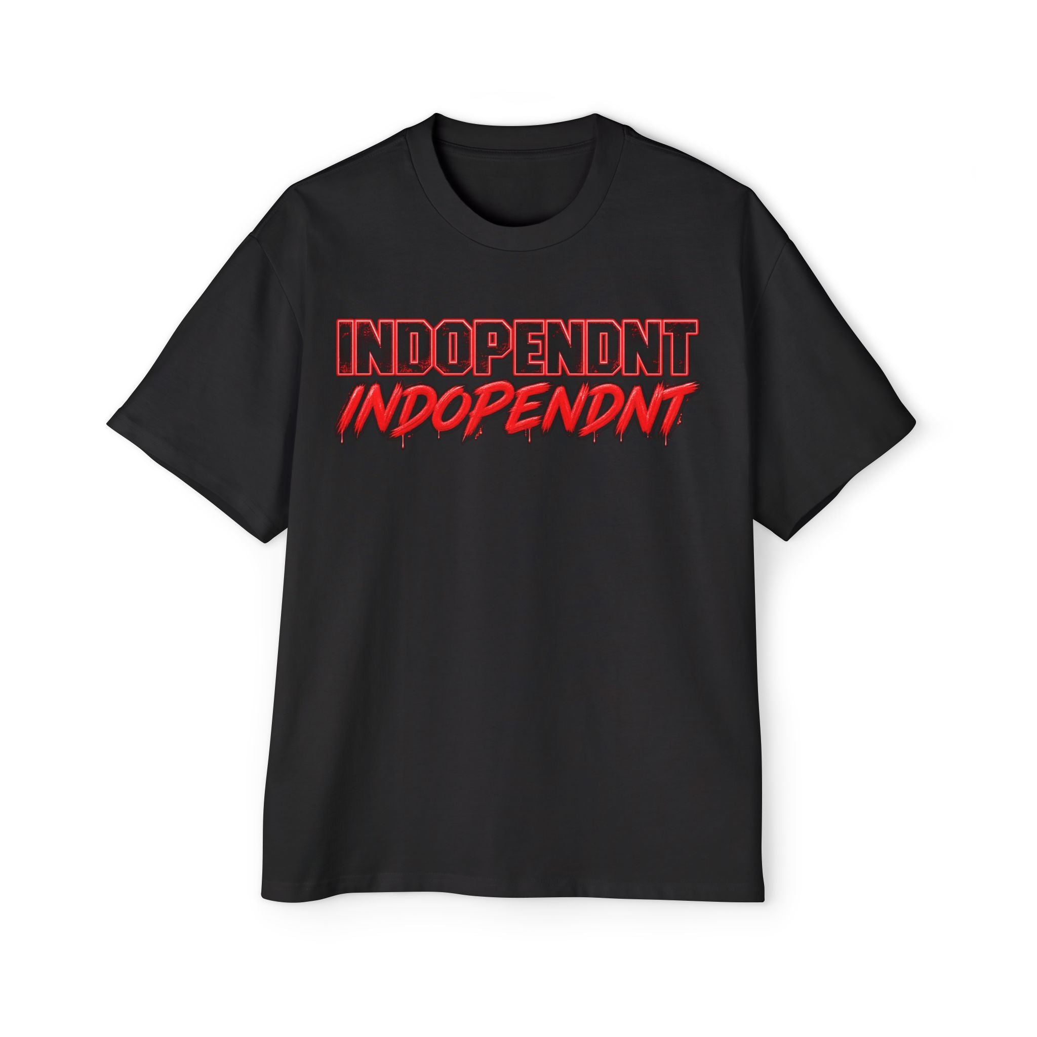 Independent Graphic Tee — Bold Red/Black Text Oversized Shirt