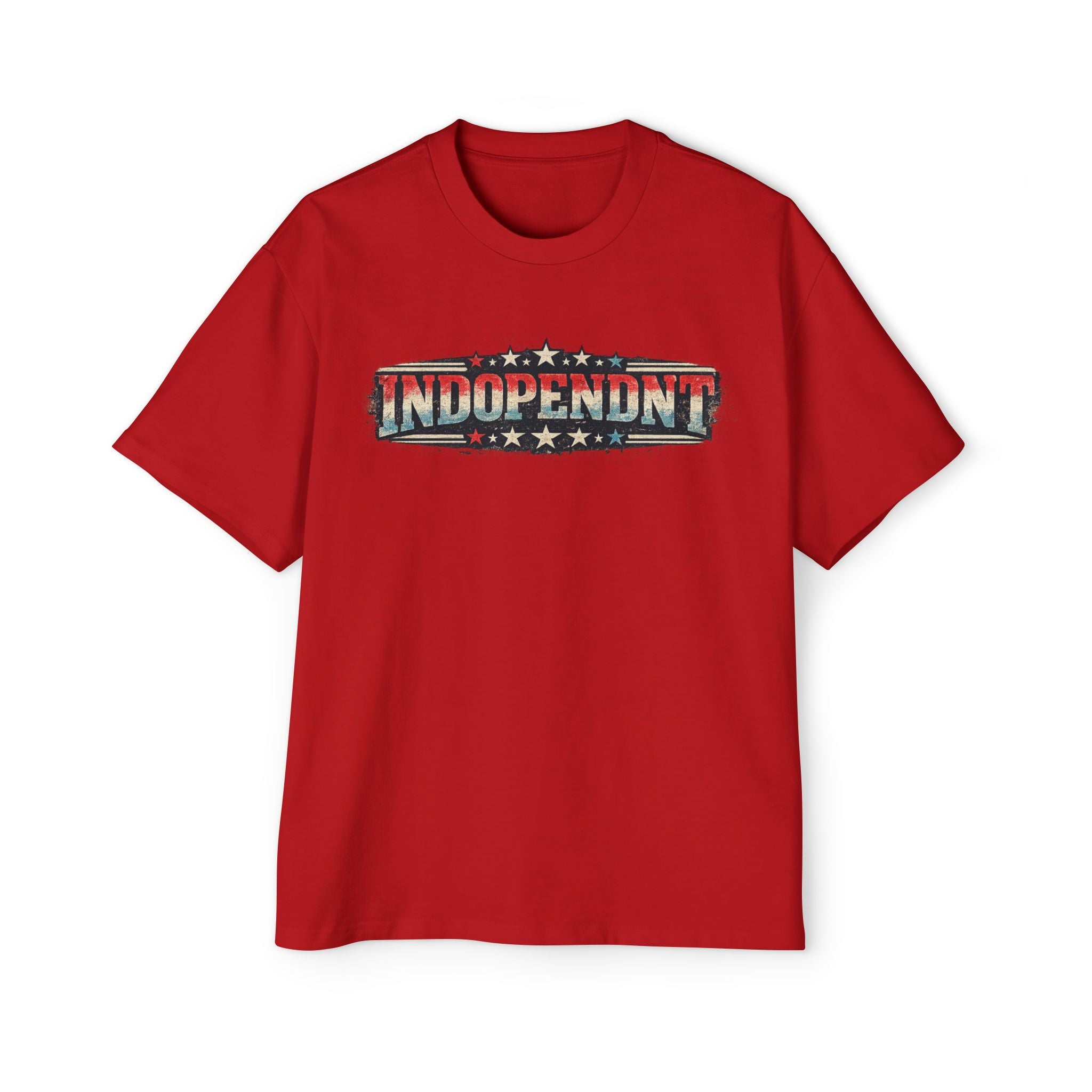 Independent American Flag Tee — 'INDEPENDENT' Patriotic Men's Oversized T-Shirt