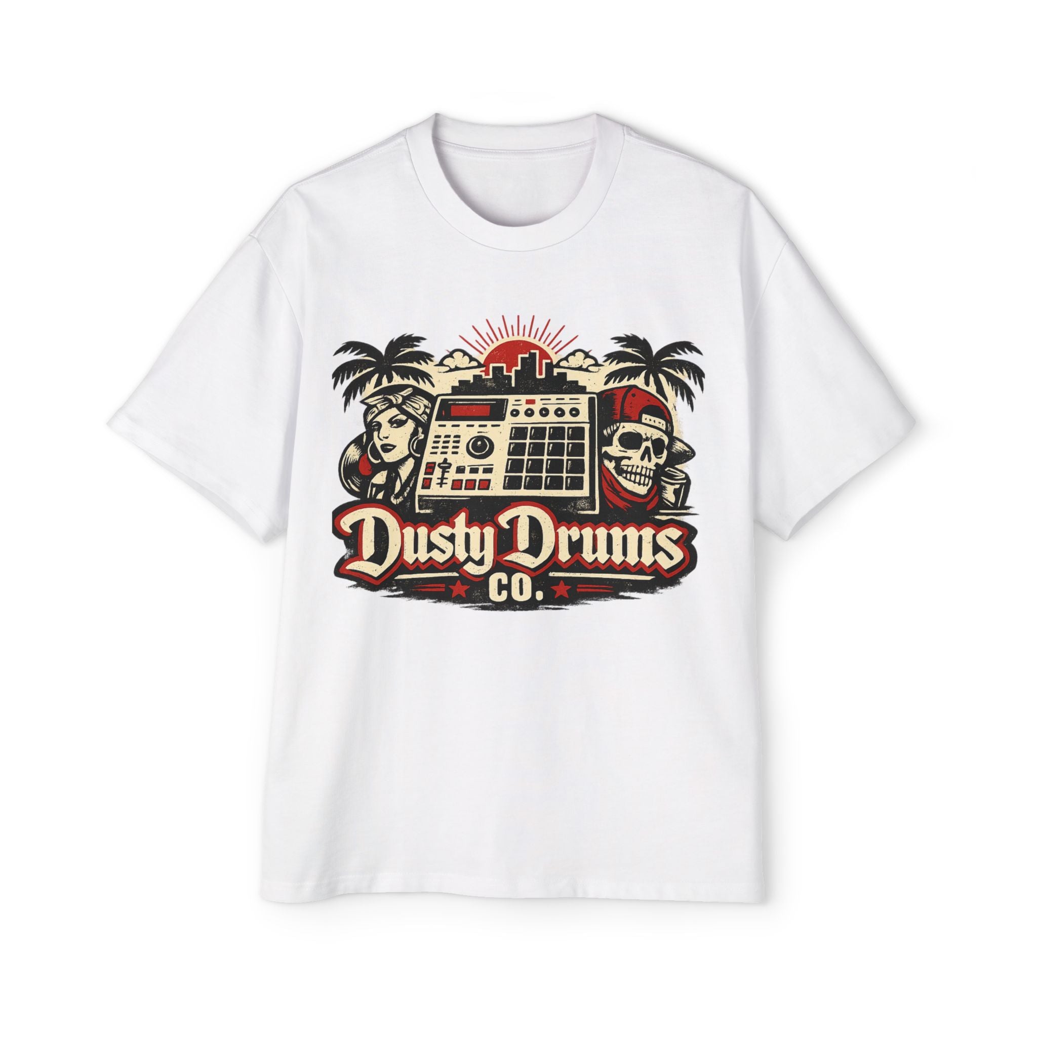 Dusty Drums Tee — Vintage Drum Machine Graphic Shirt