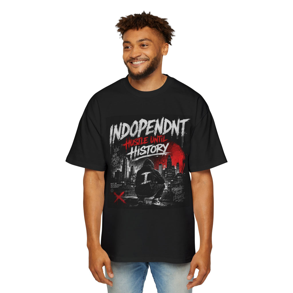 Indopendnt 'Hustle Until History' Graphic Tee — Men's Oversized Black Shirt