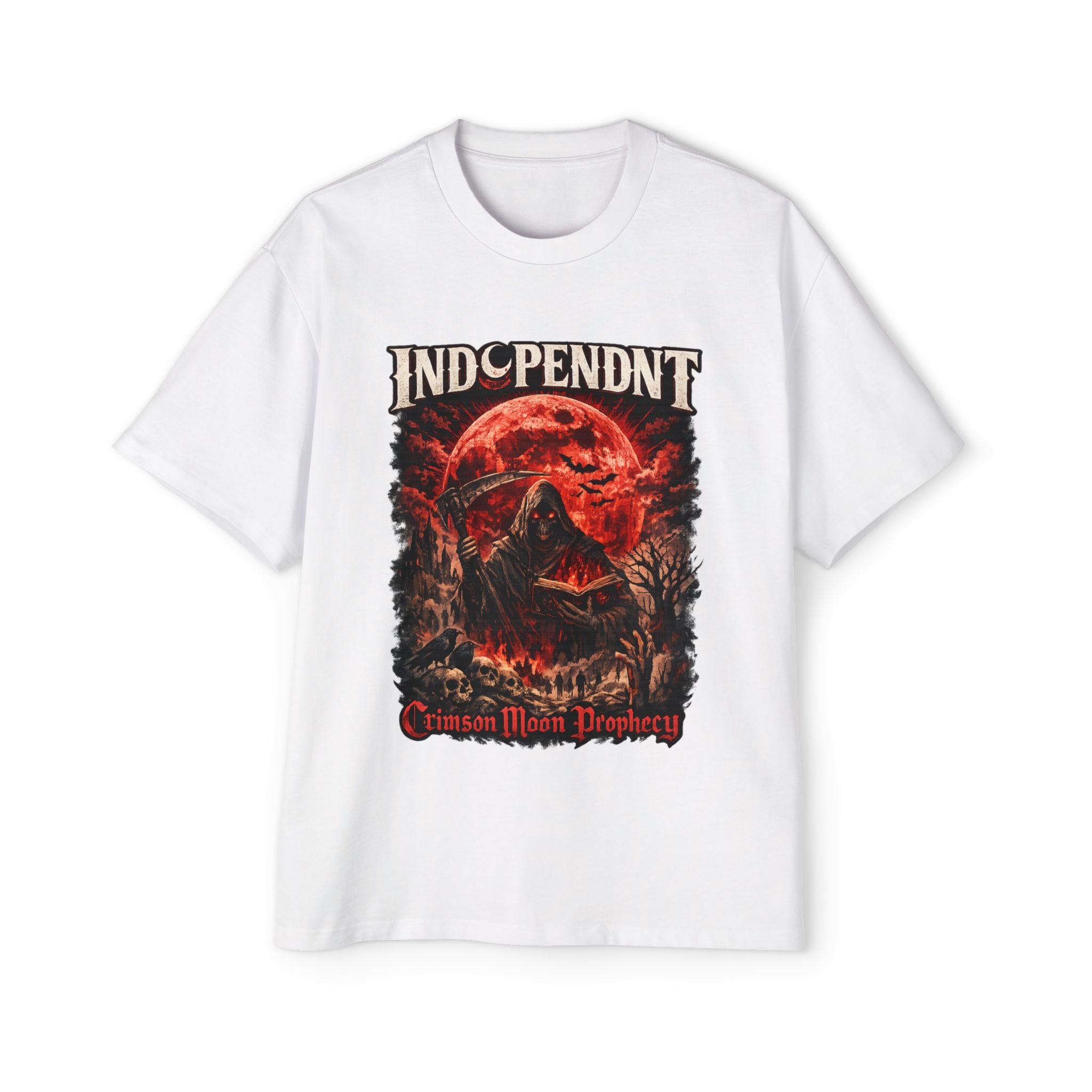 Independent Crimson Moon Tee — Men's Oversized Graphic T-Shirt