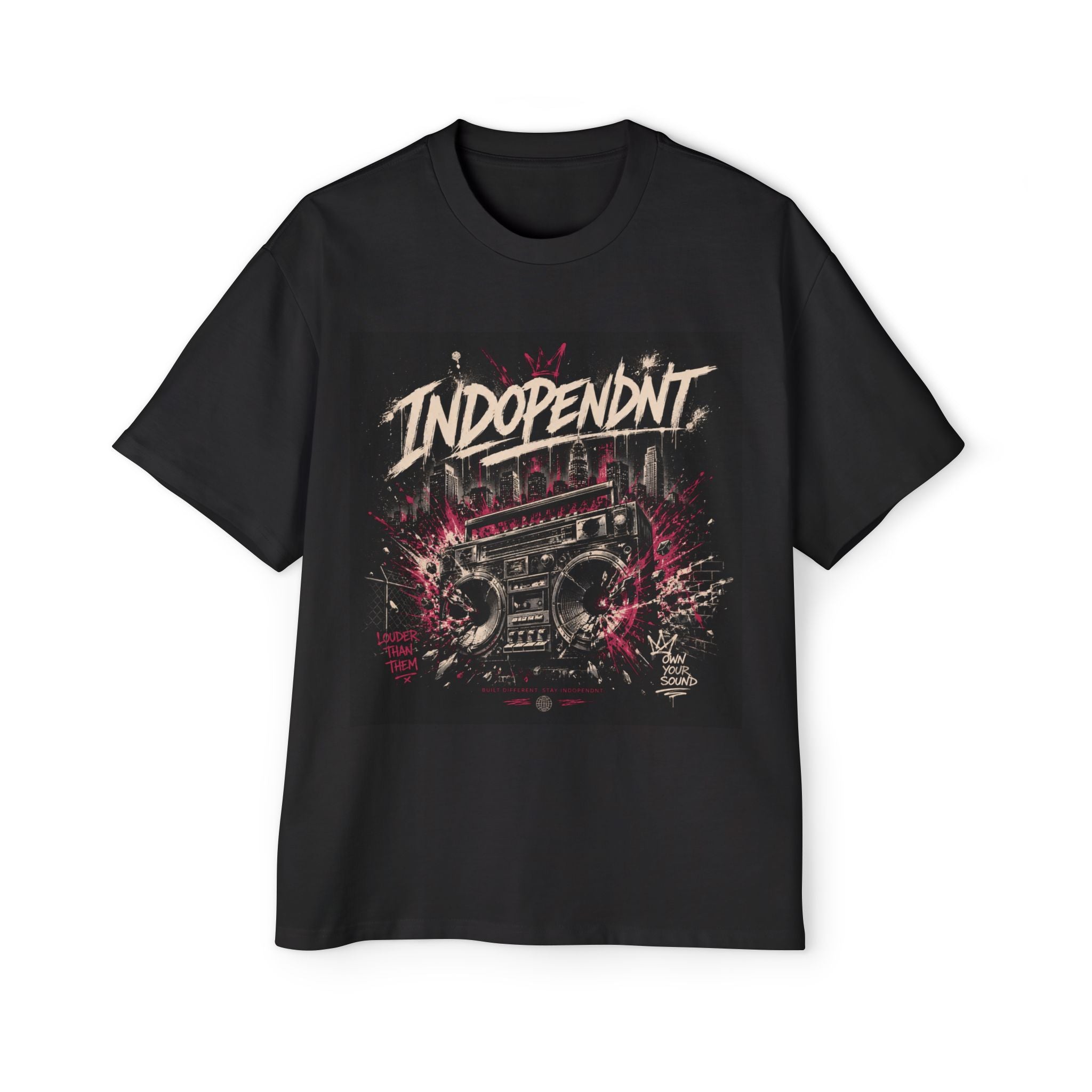 Indopendnt Boombox Graphic Tee — Men's Oversized Retro Music T-Shirt