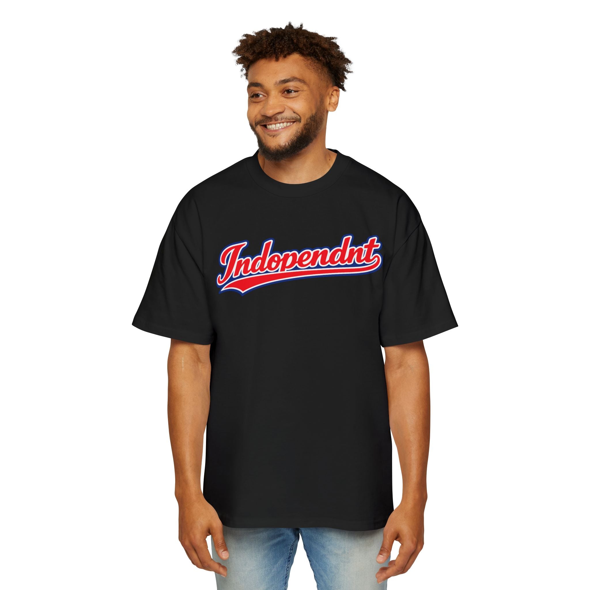 Graphic Tee — "Indopendnt" Retro Script Baseball Shirt