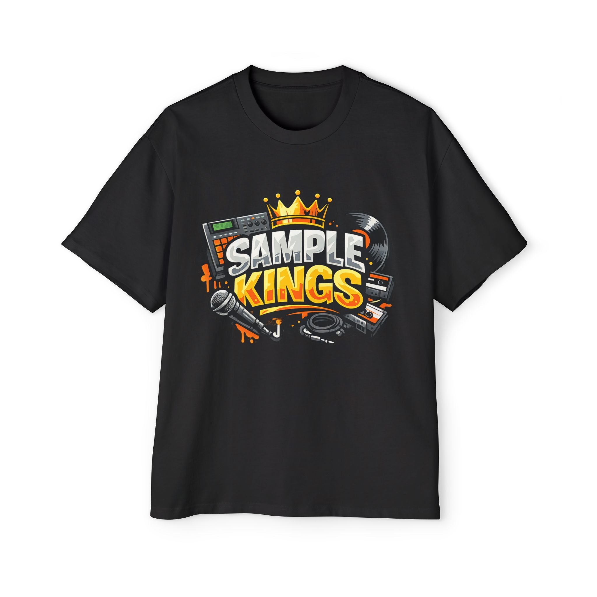 Sample Kings Graphic Tee — Retro DJ Hip-Hop Crown Design