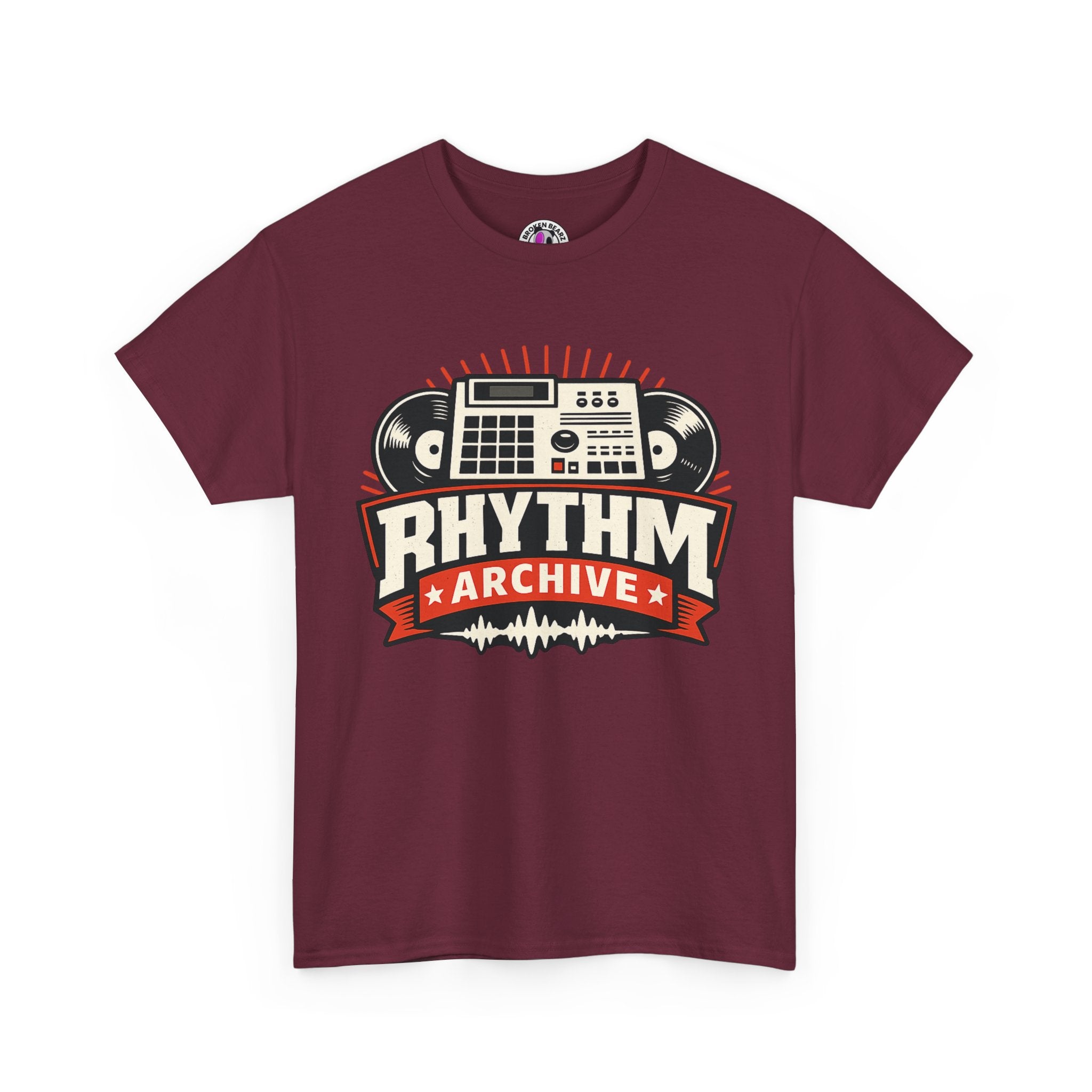 Rhythm Archive Tee — Vintage Boombox Music Logo T‑Shirt