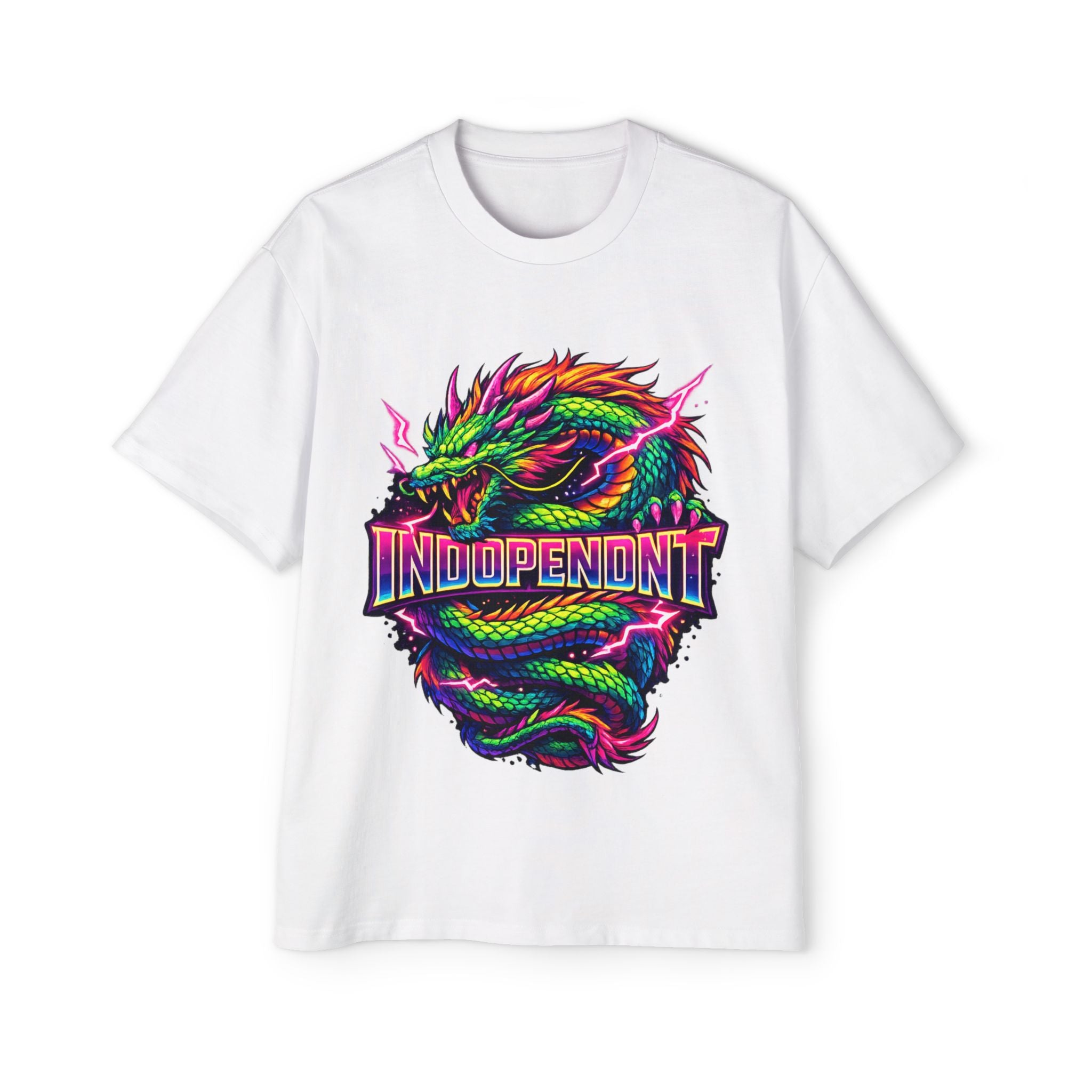 Dragon Graphic Tee — "Independent" Neon Asian-Style Streetwear