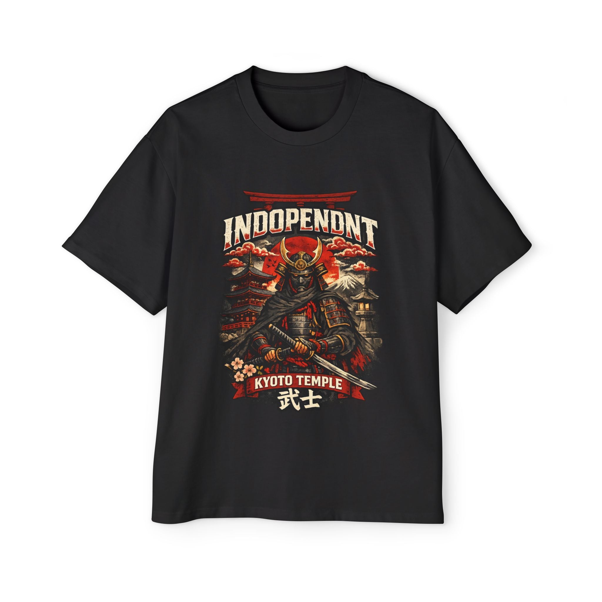 Samurai Kyoto Temple Tee — Independent Graphic Men's Oversized Shirt