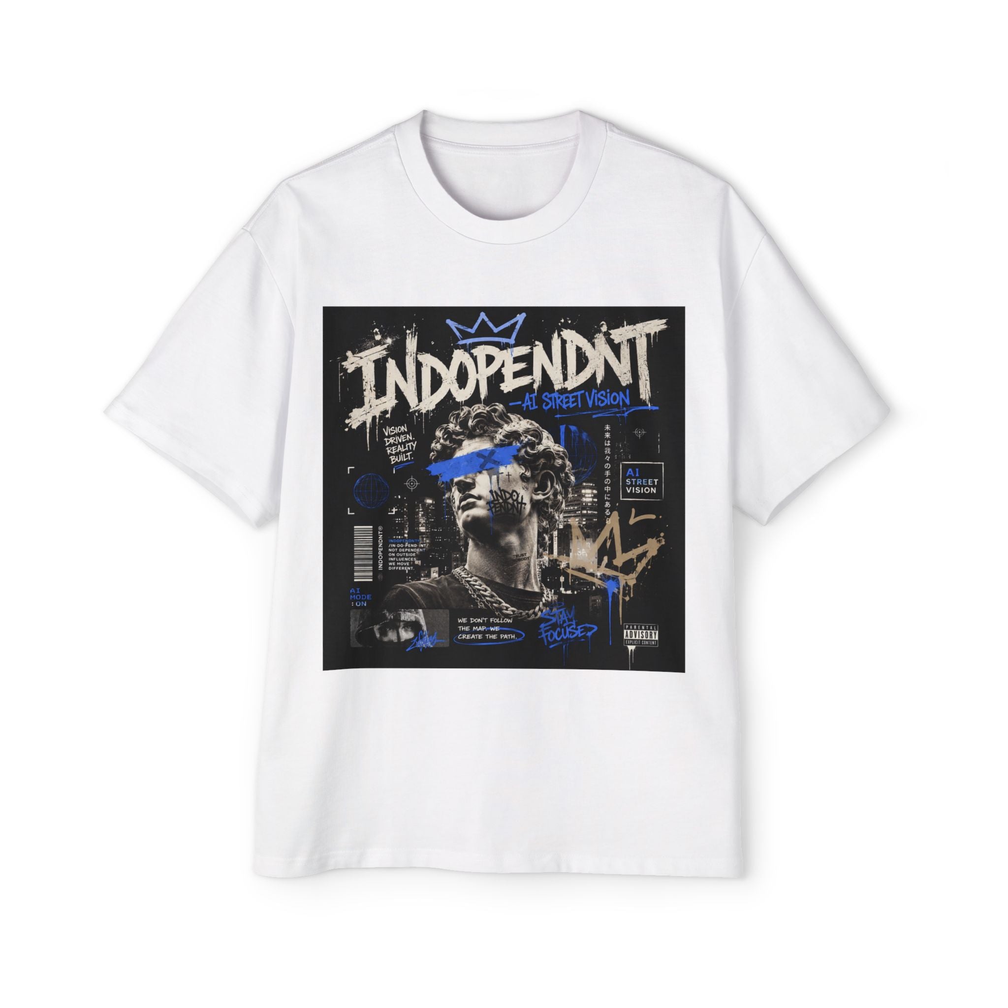 Indopendnt Street Art Graphic Tee — Men's Oversized Vintage Statue Design