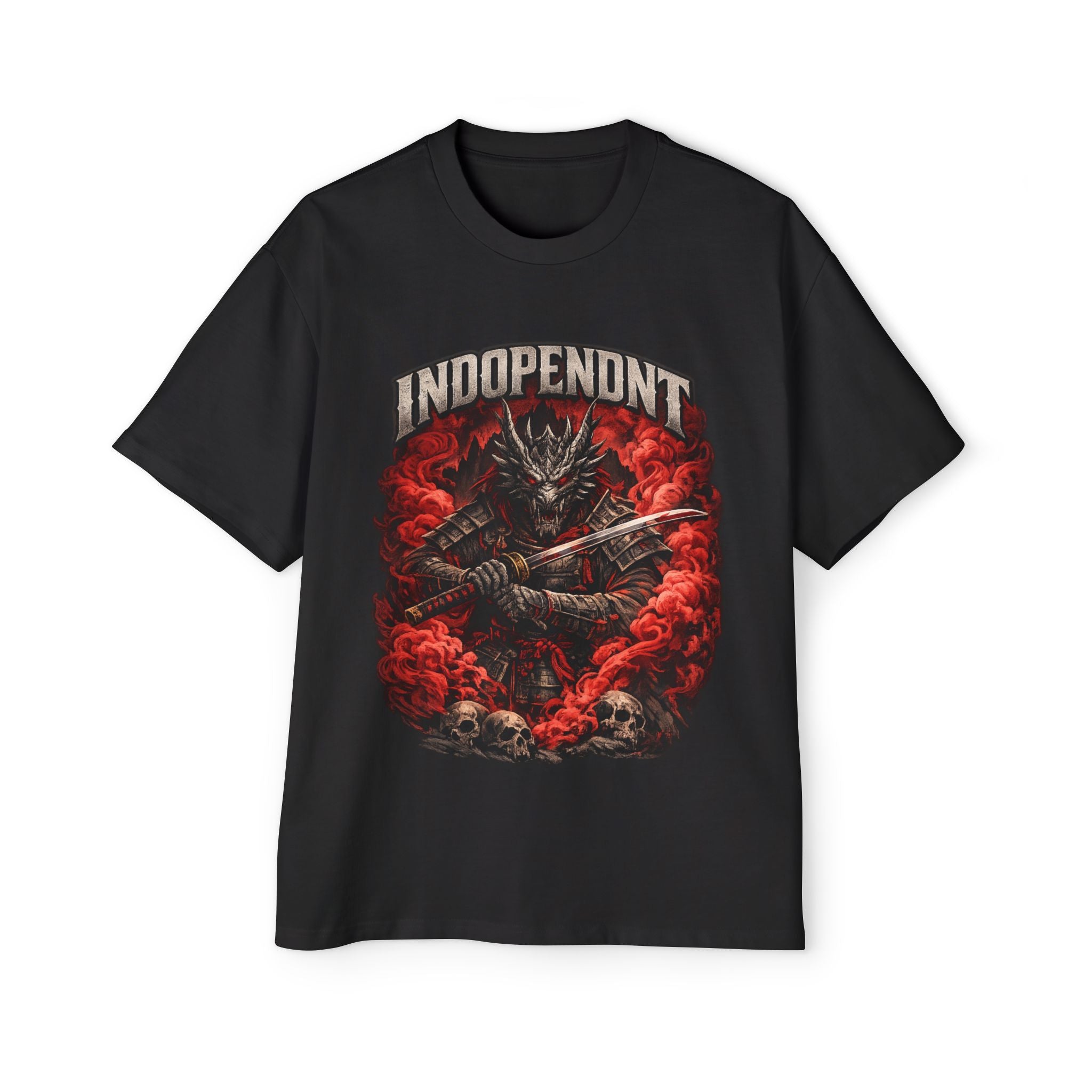 Independent Samurai Skull T-Shirt — Red Smoke Graphic Tee