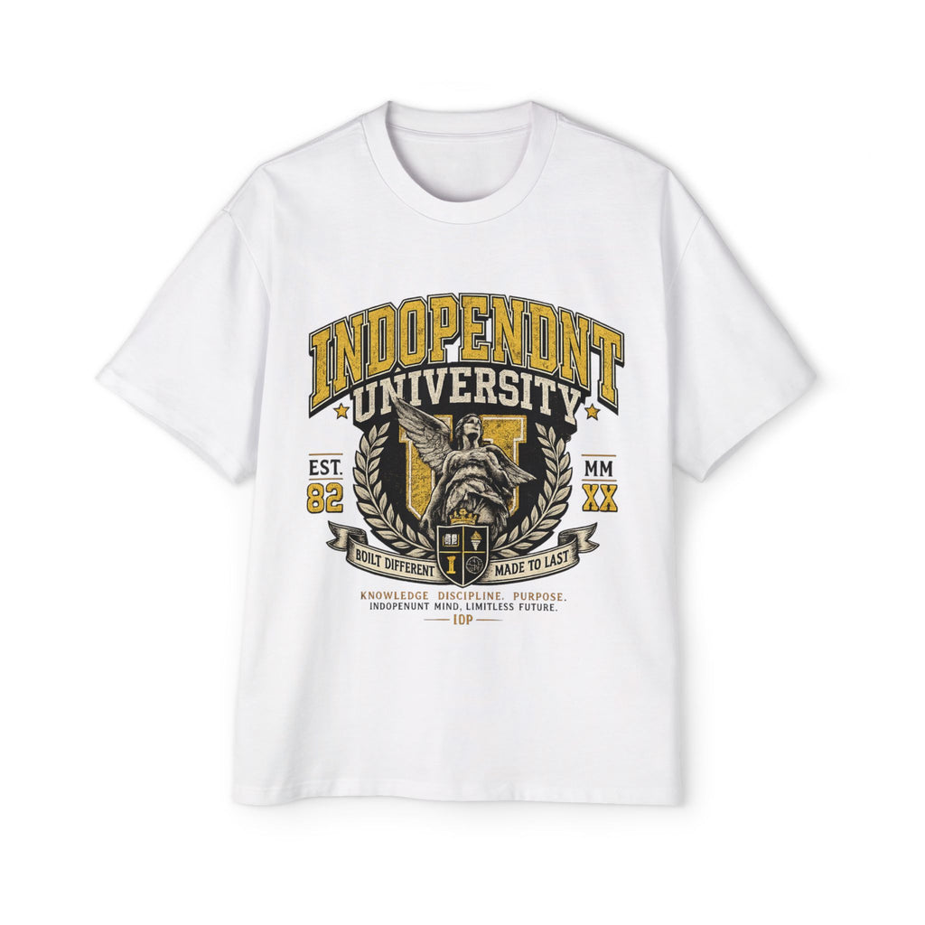 Independent University Graphic Tee — Mens Oversized Vintage College Shirt
