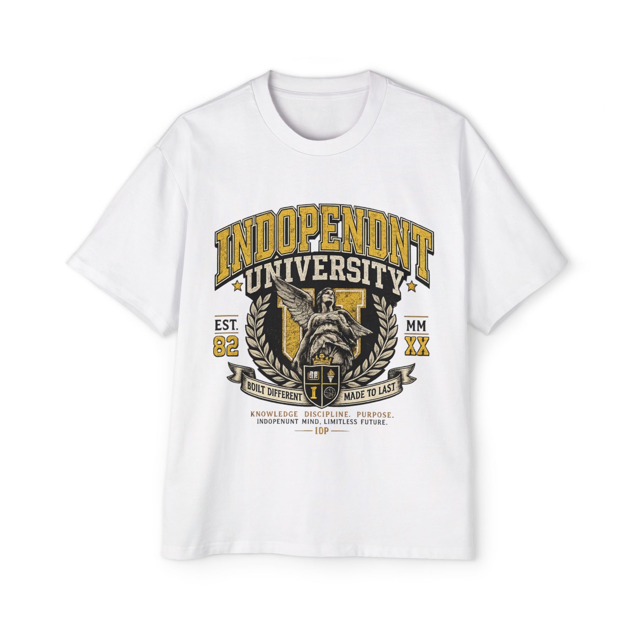 Independent University Graphic Tee — Mens Oversized Vintage College Shirt