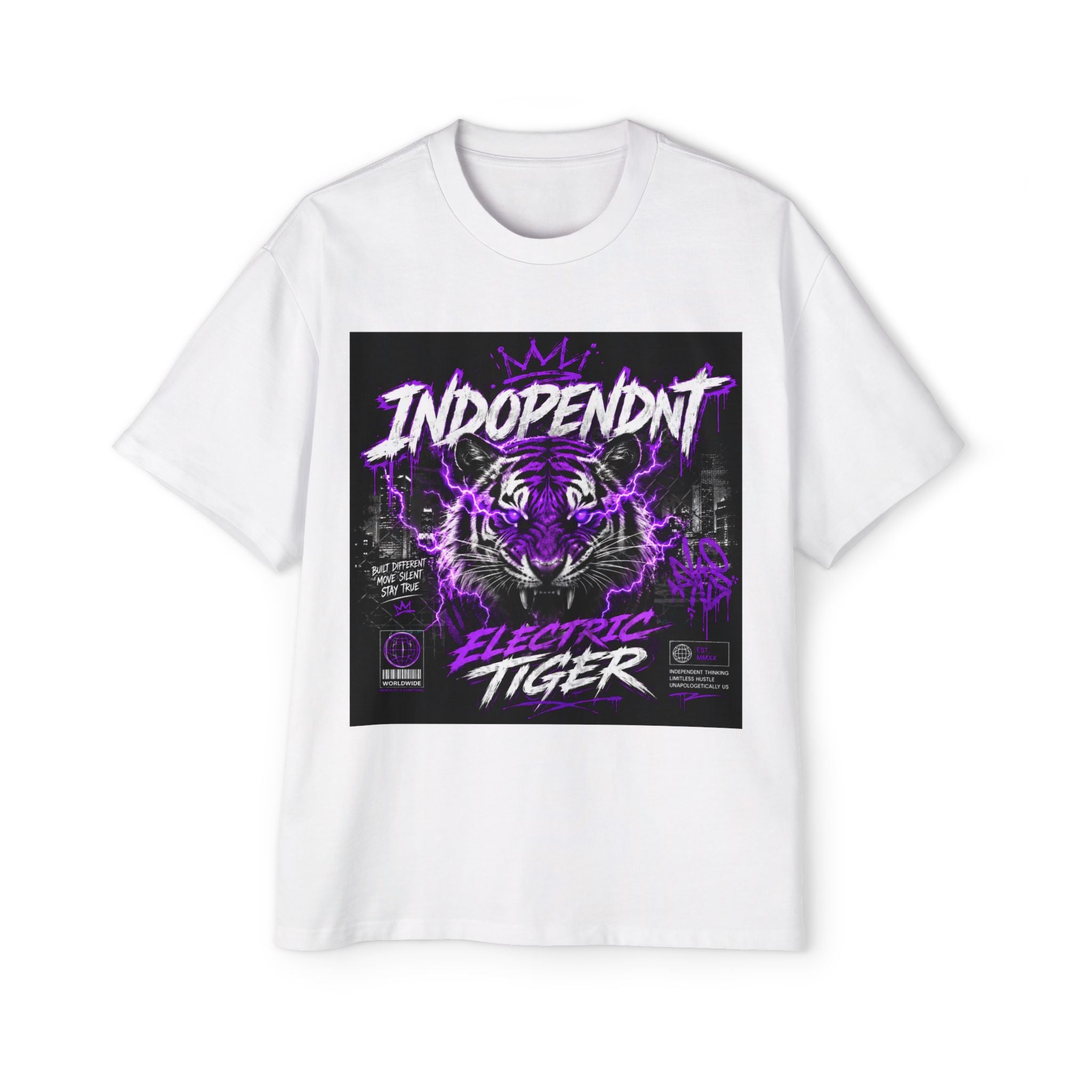 Electric Tiger Graphic Tee — "Indopendnt" Retro Neon Streetwear
