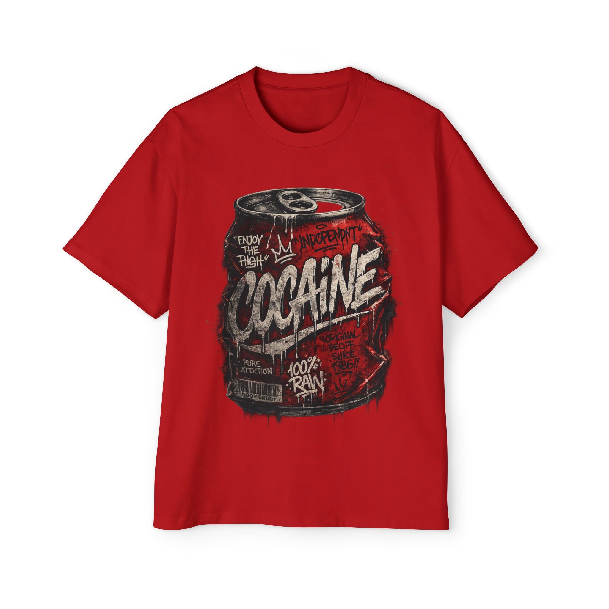 Cocaine Soda Can Graphic Tee — Vintage Streetwear Oversized Men’s T‑Shirt