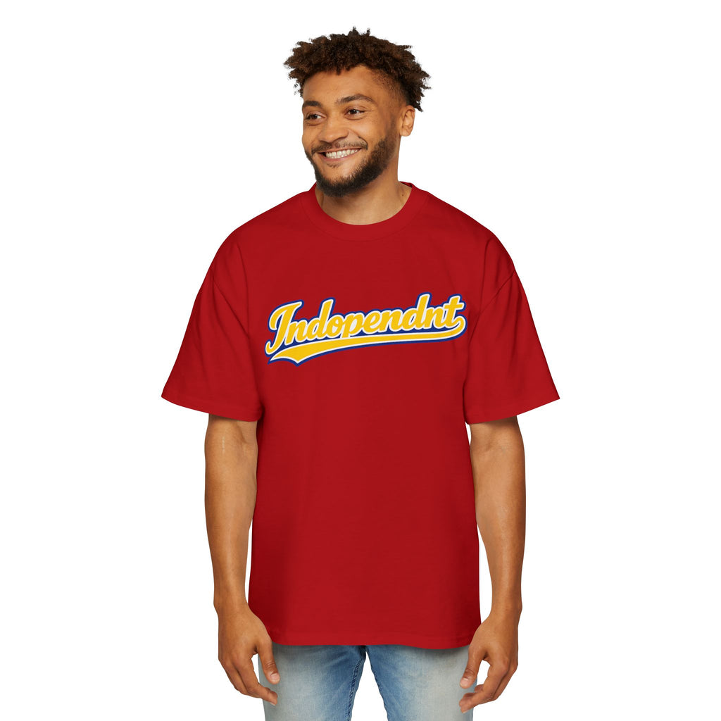 Independnt Script Tee — Retro Yellow & Blue Oversized Men’s T-Shirt
