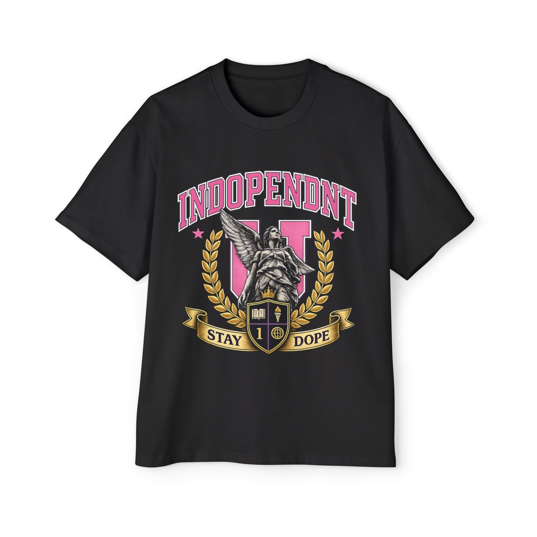 Indopendent Crest Graphic Tee — "Stay Dope" Oversized Men’s T-Shirt