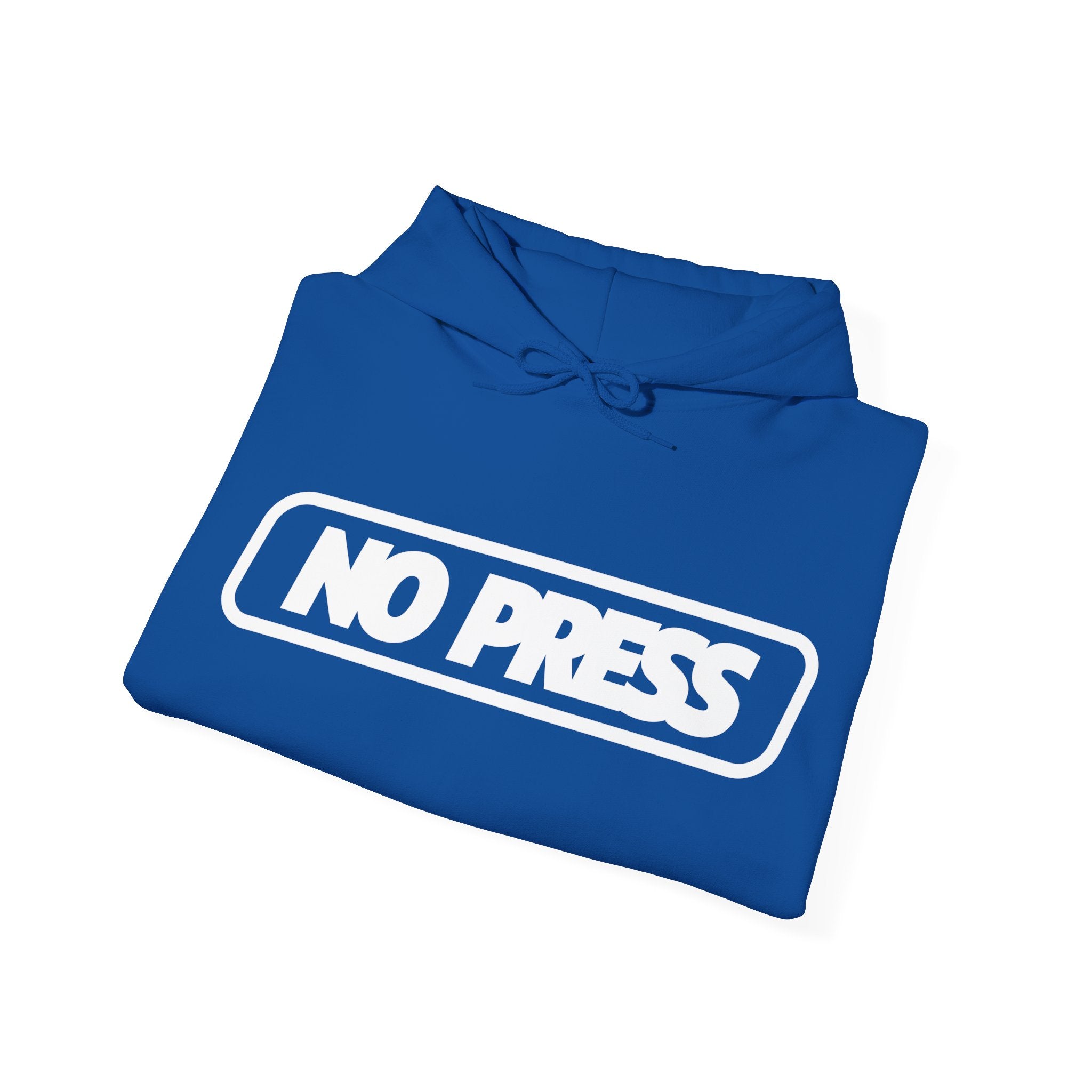 No Press Hoodie – Bold White Logo Pullover