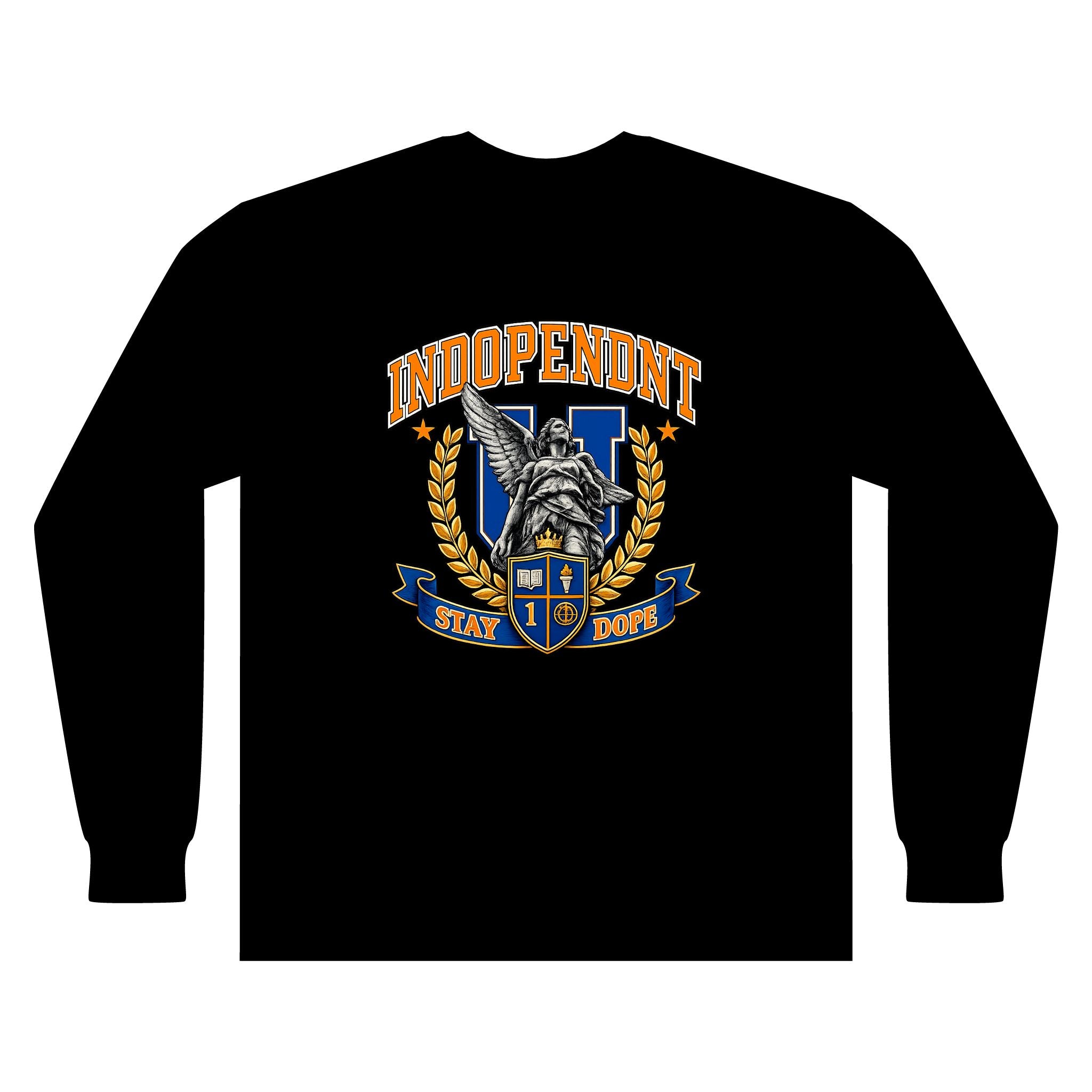 Indopendent Crest Long Sleeve T‑Shirt — "Stay Dope" Vintage Collegiate Tee
