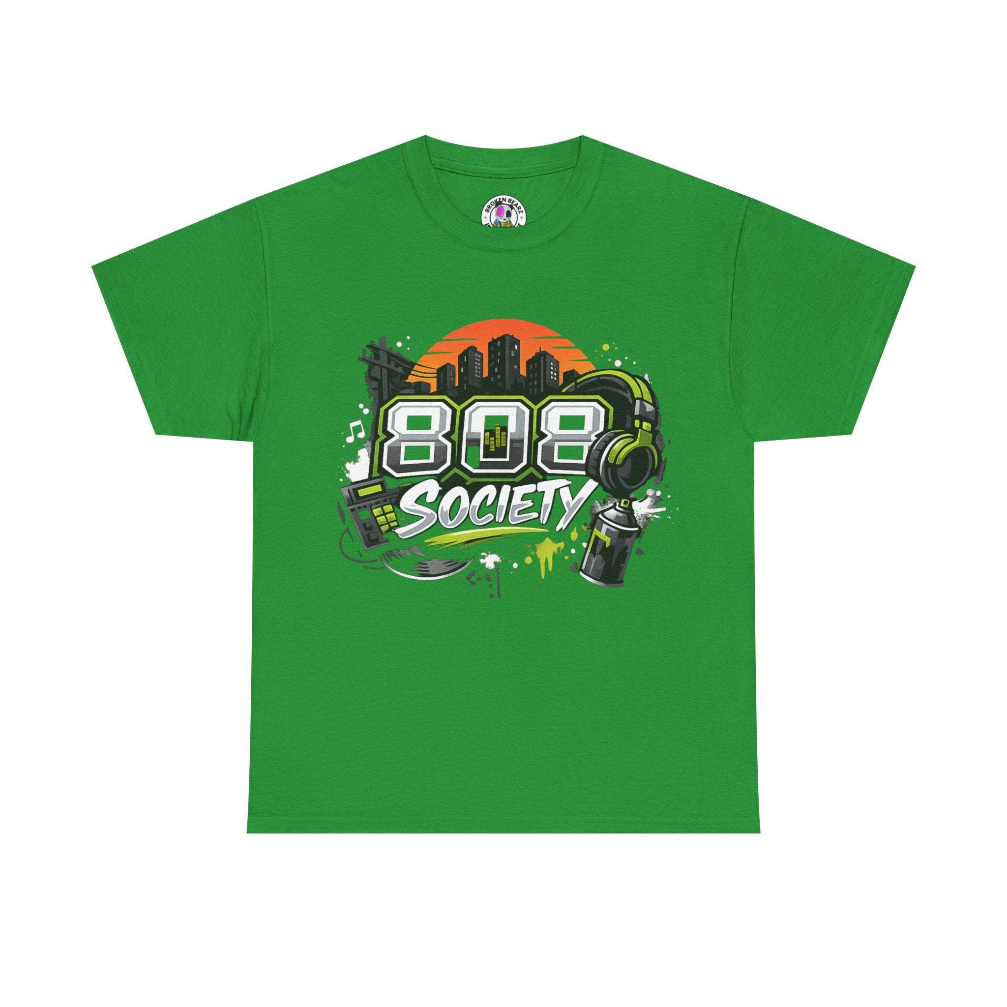 808 Society Graphic Tee — Retro City Sunset DJ Streetwear