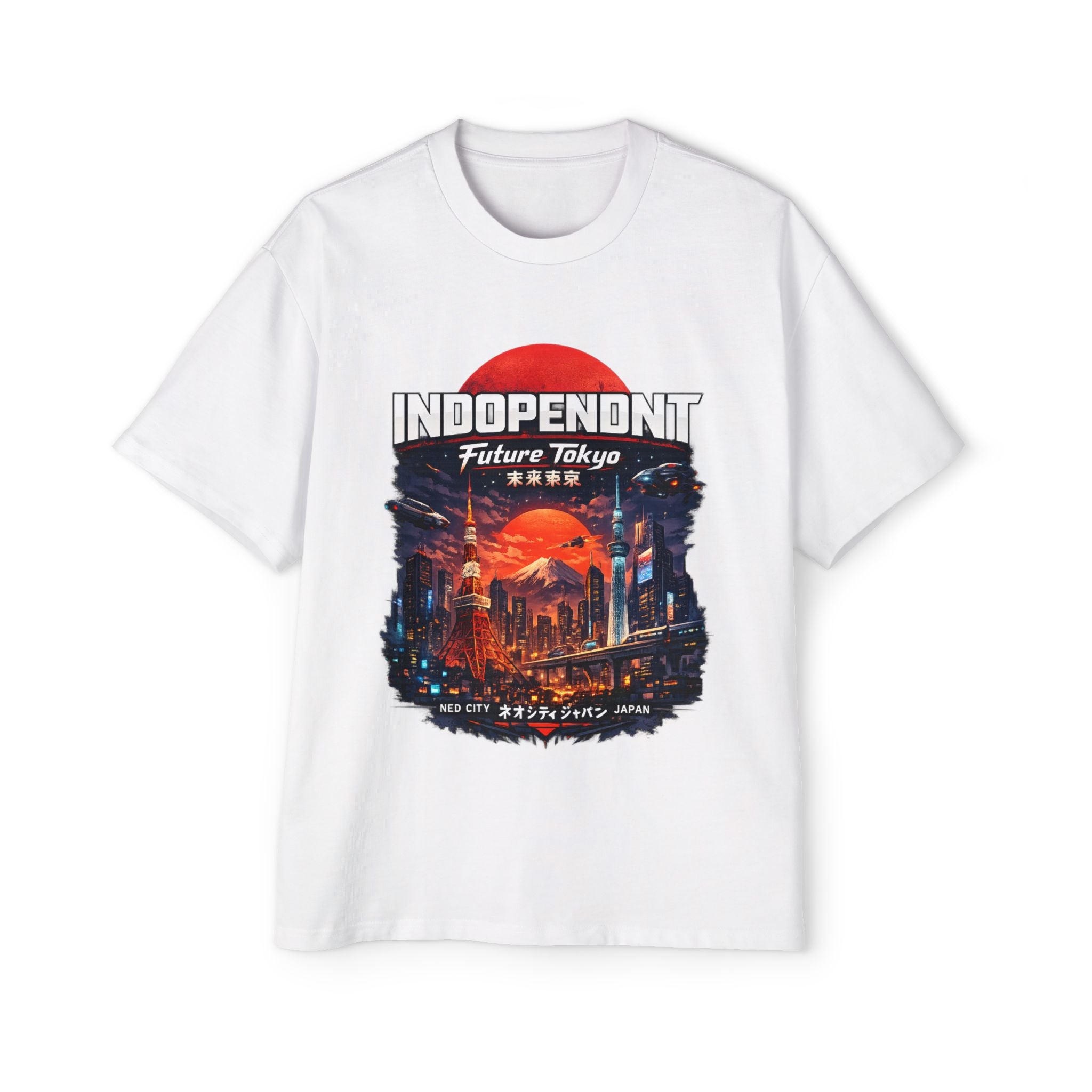 Future Tokyo Graphic Tee — "Independent" Sci‑Fi Cityscape