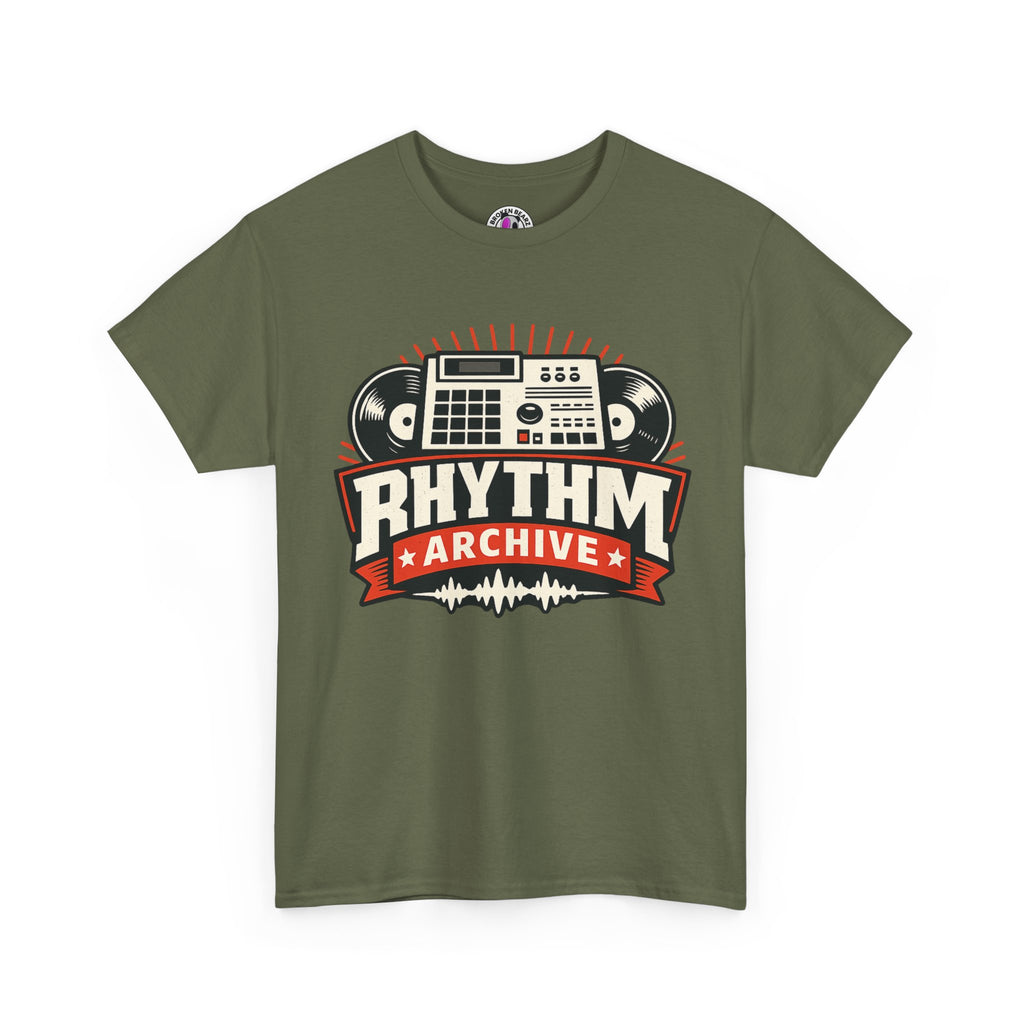 Rhythm Archive Tee — Vintage Boombox Music Logo T‑Shirt