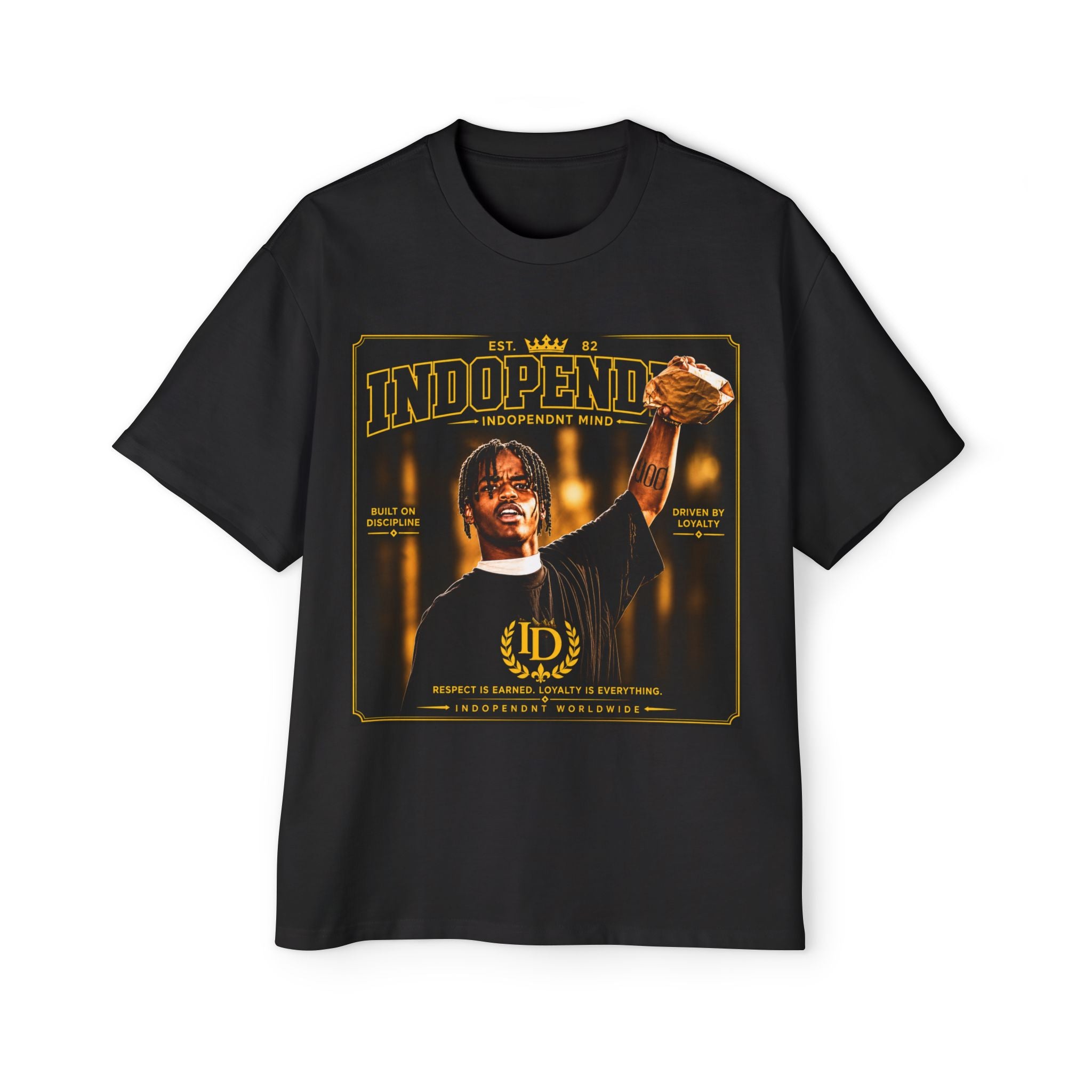 Independence King Graphic Tee – Vintage Gold Rap Tribute Shirt