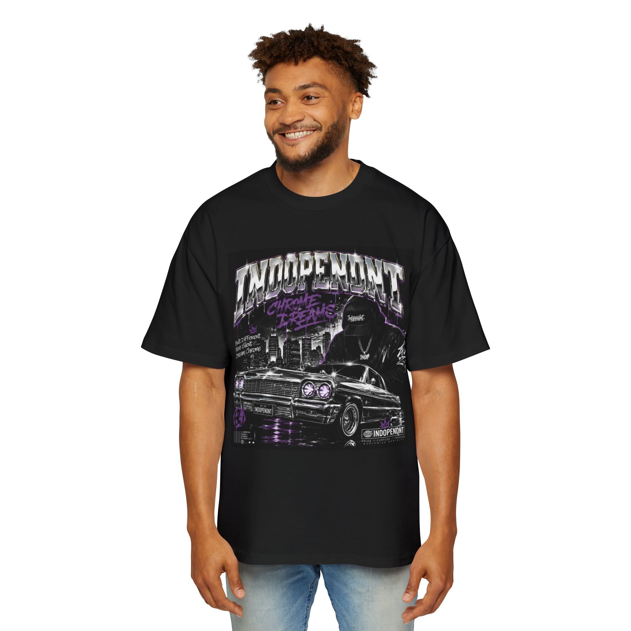 Independent Lowrider Tee — "Independent" Car Club Graphic Oversized Shirt