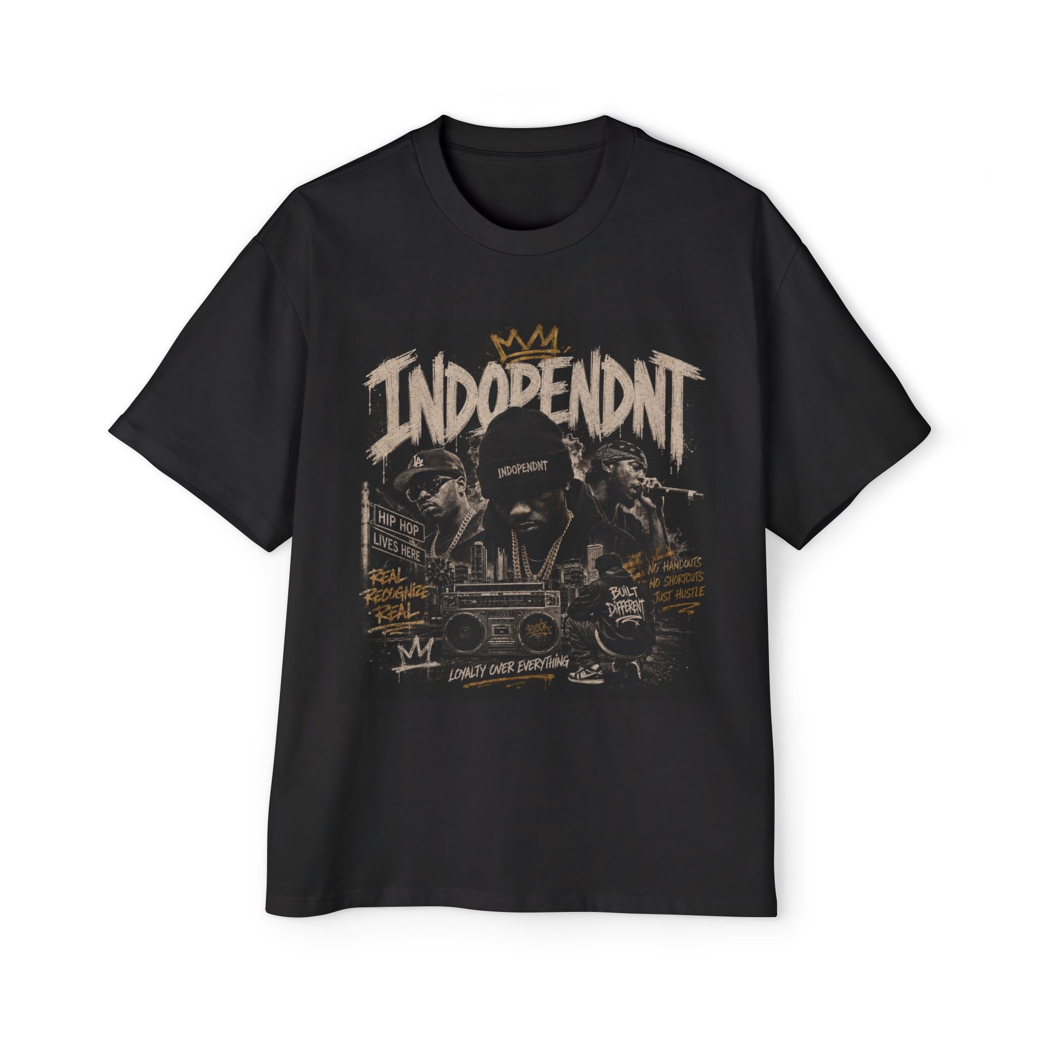 Independent Vintage Hip-Hop Tee – Men's Oversized Graphic Shirt