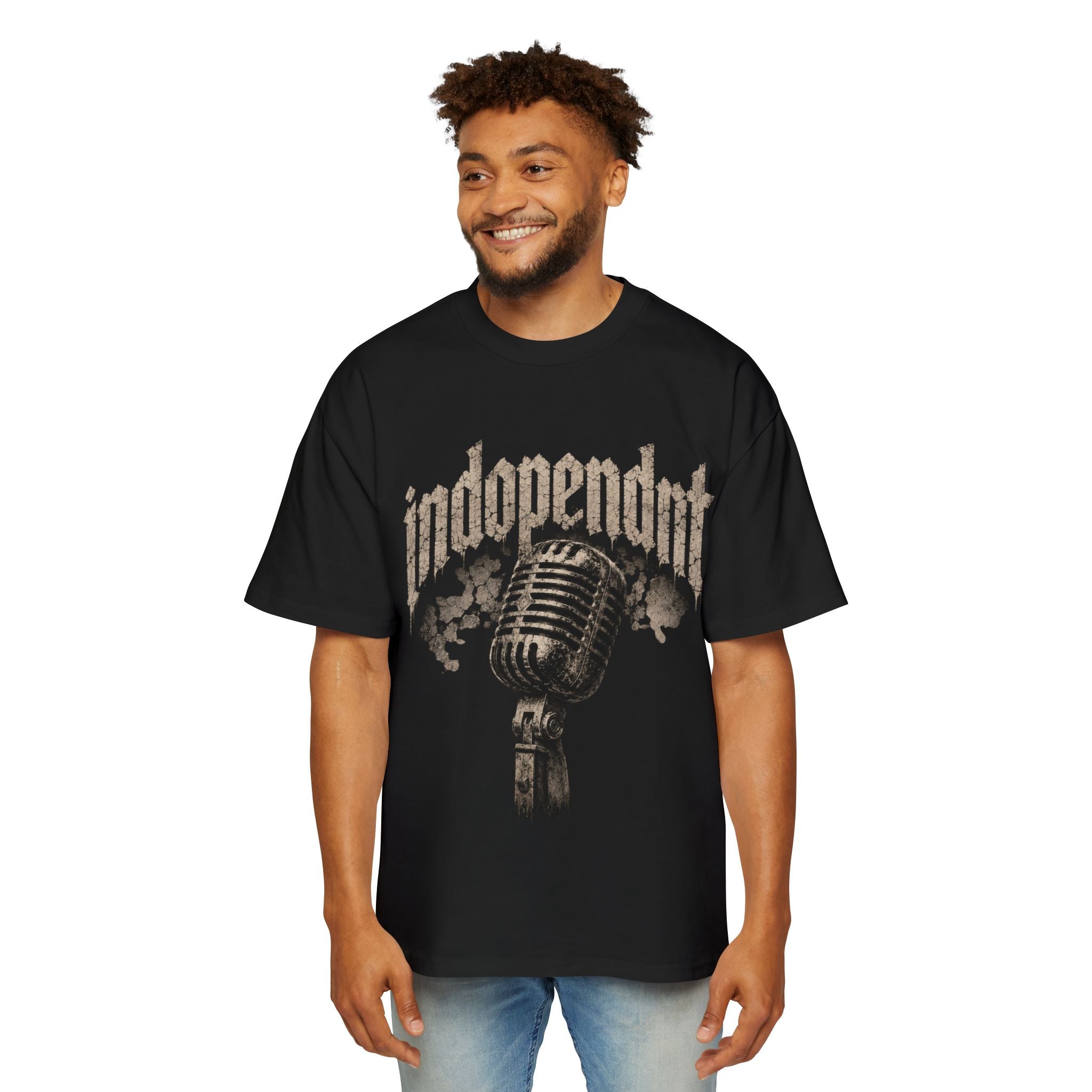 Indovpendnt Vintage Microphone Tee — Retro Rock Music Graphic Men’s T‑Shirt