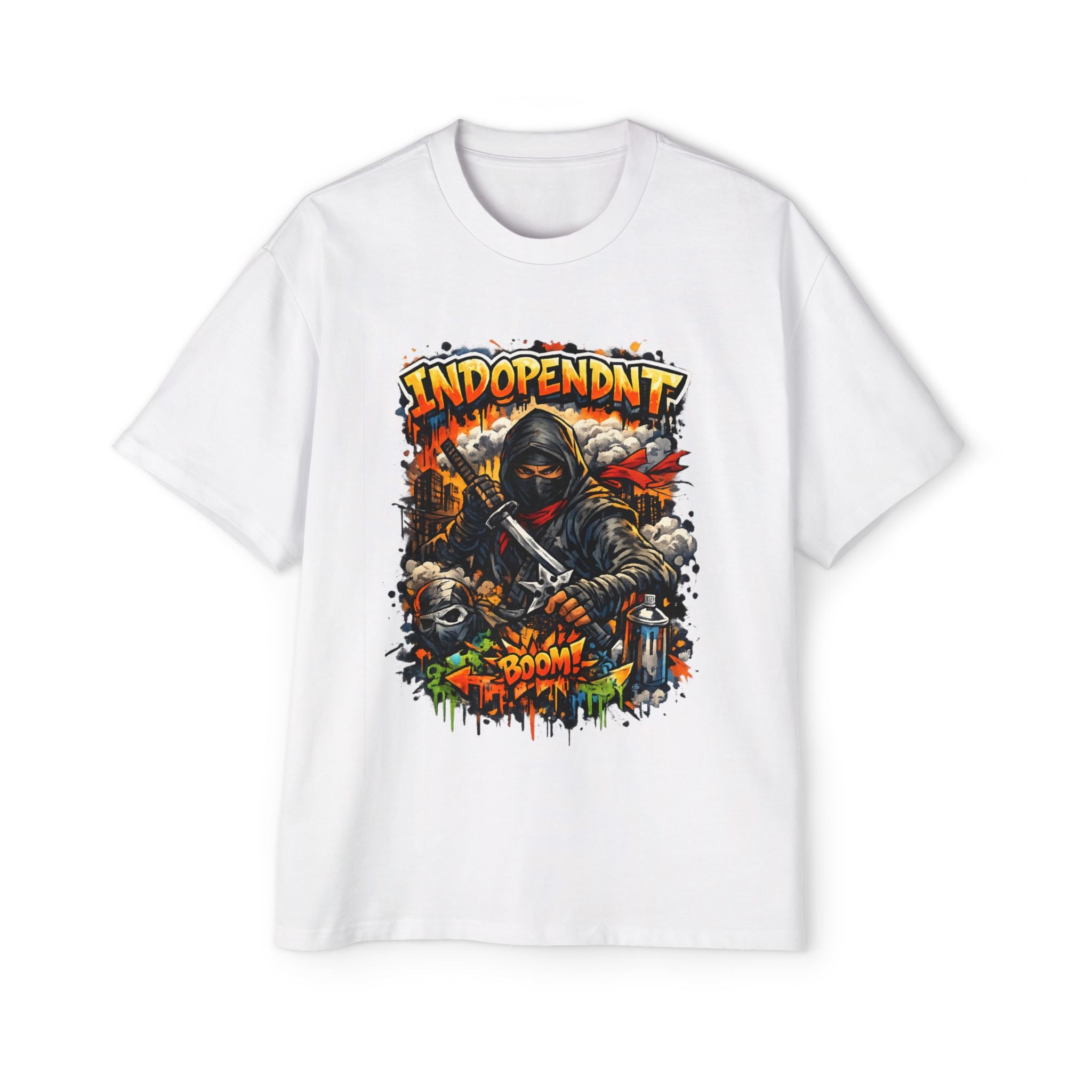 Graphic Tee — "Indopendnt" Street Art Skull Hooded Reaper Design