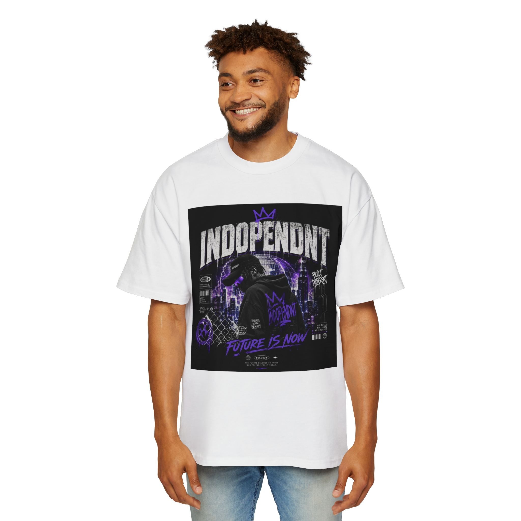 Independent Futuristic Graphic Tee — "Future Is Now" Oversized Men's T-Shirt