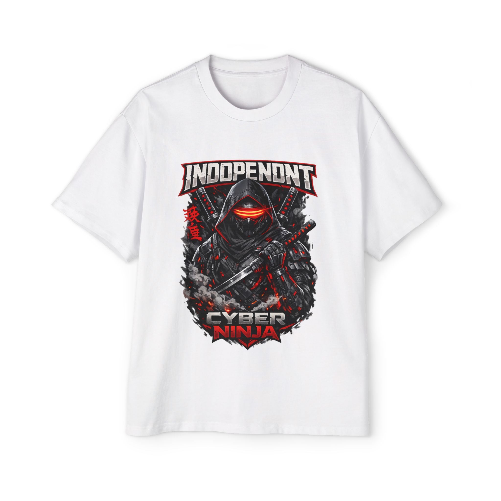 Cyber Ninja Graphic Tee — "Independent" Skull Samurai T-Shirt