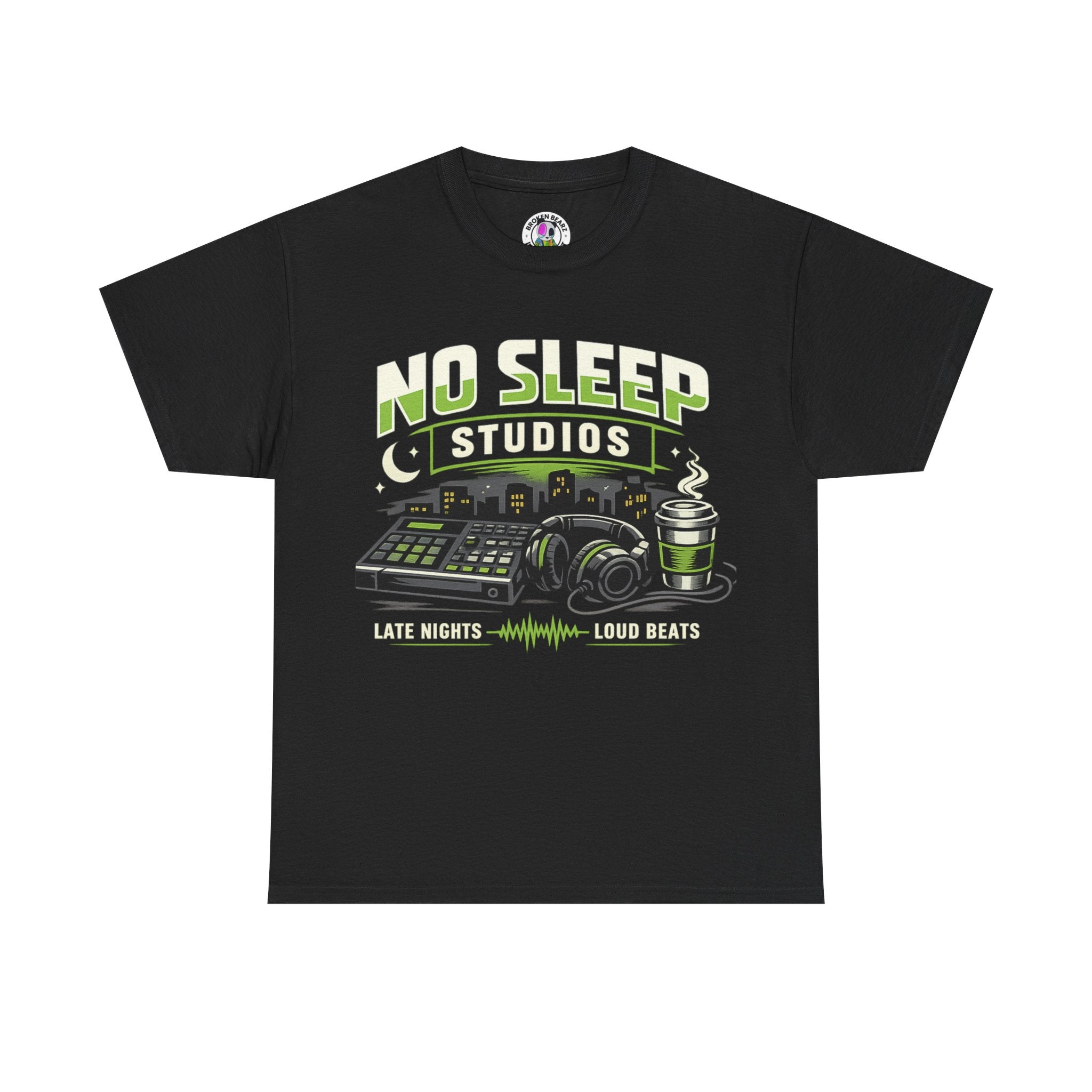No Sleep Studio Tee – Music Producer DJ Headphones & Mixer Graphic T-Shirt