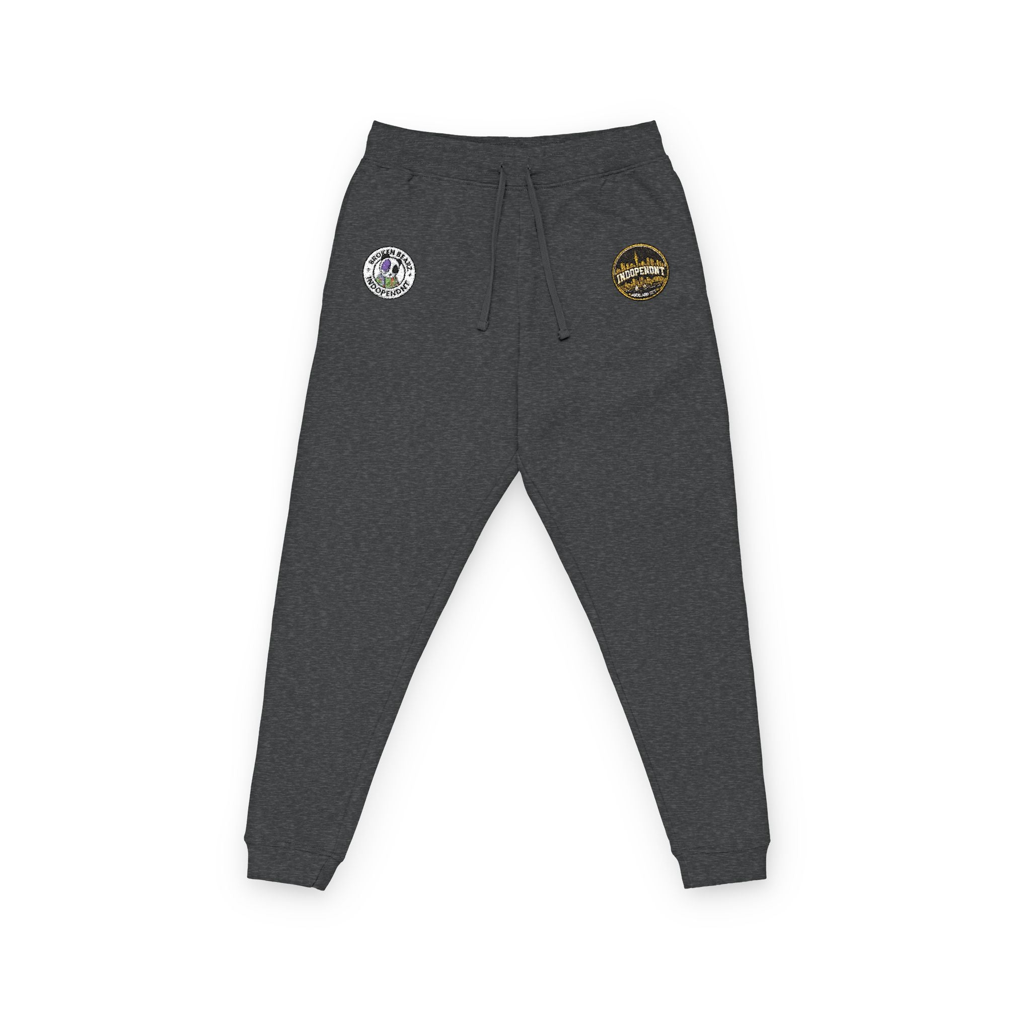 Embroidered Sequin Badge Joggers — Cozy Fleece Sweatpants with Shimmer Patches